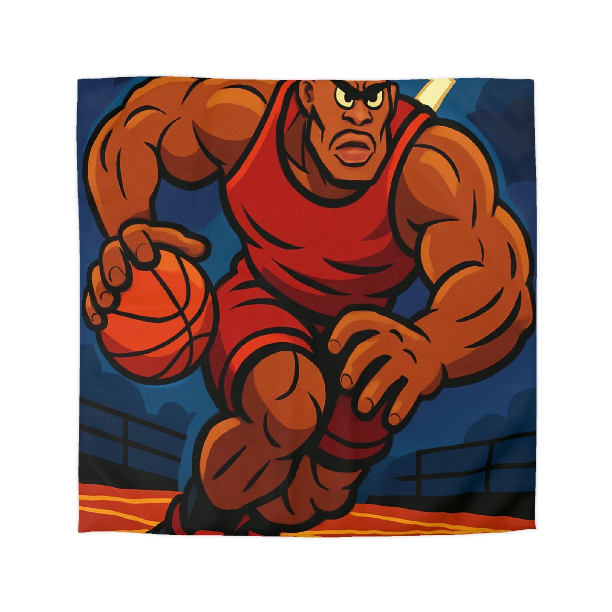 Housse de couette avec illustration dynamique de joueur de basket-ball en action intense