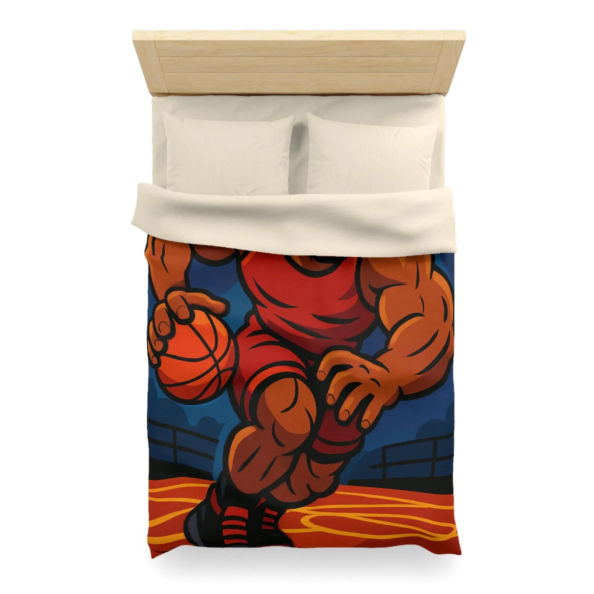 Housse de couette avec illustration dynamique de joueur de basket-ball en action intense