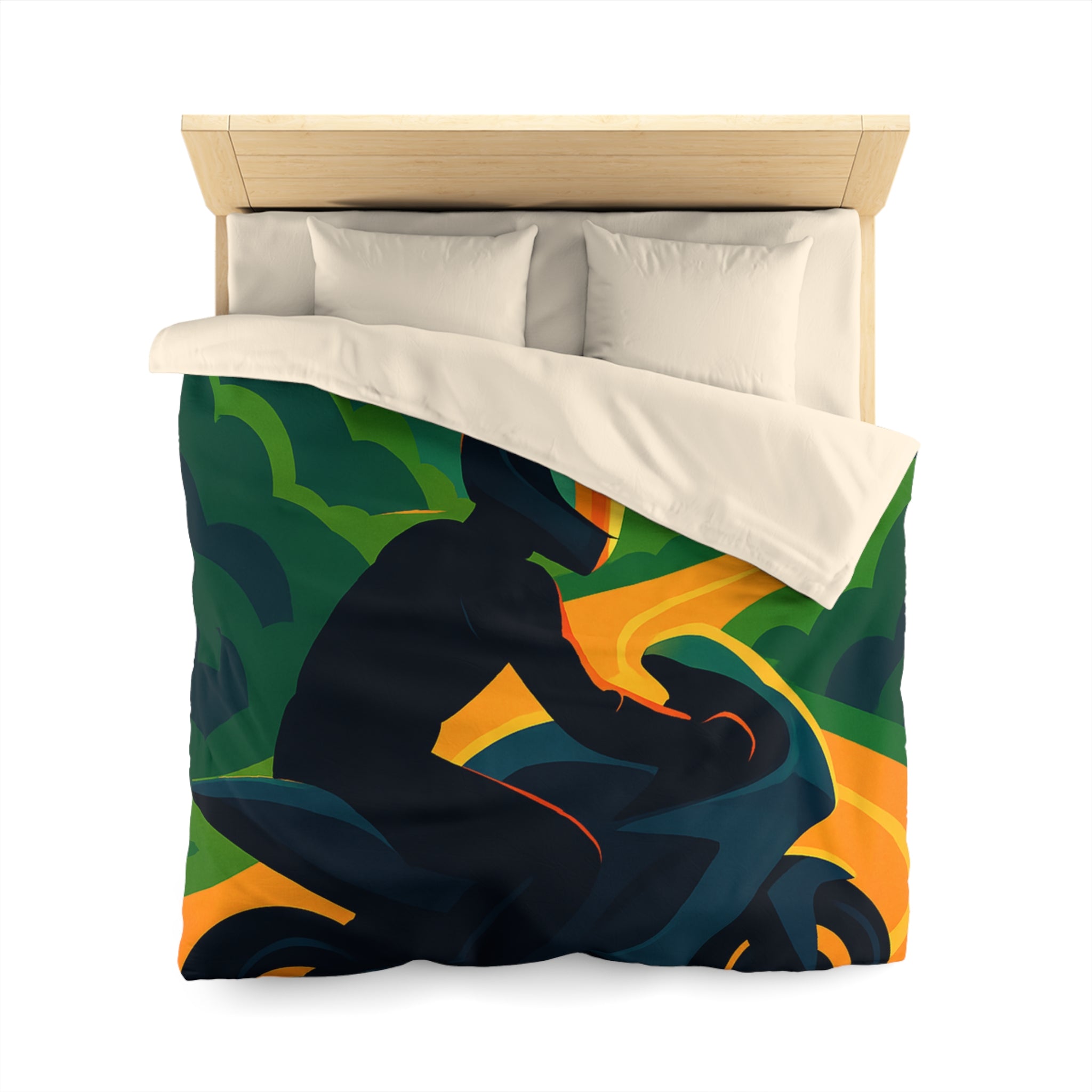 Housse de couette moto route sinueuse coucher de soleil horizon montagne vibrante