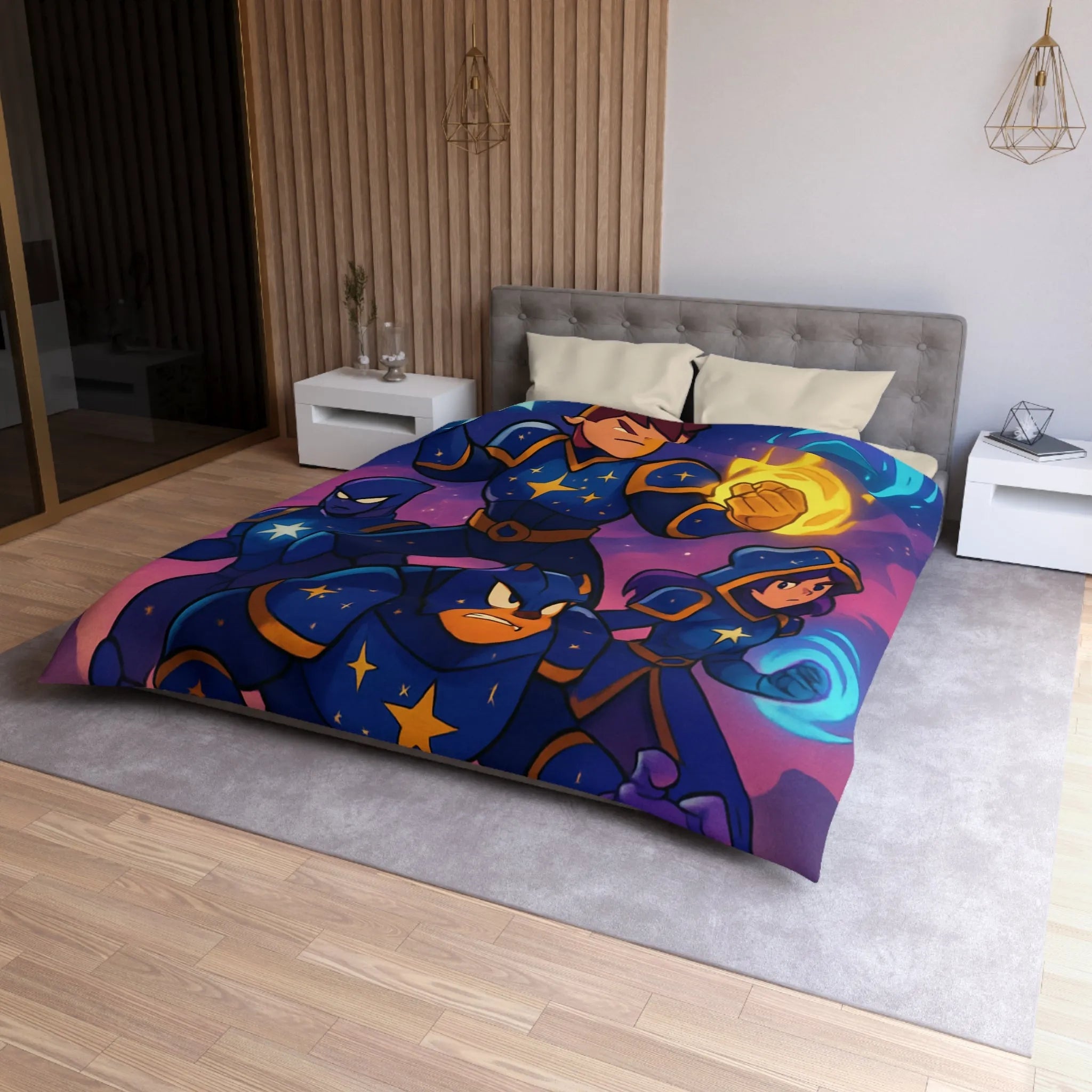 Housse de Couette Microfibre Art Graphique Contemporain Style Décoratif Chambre Tendance