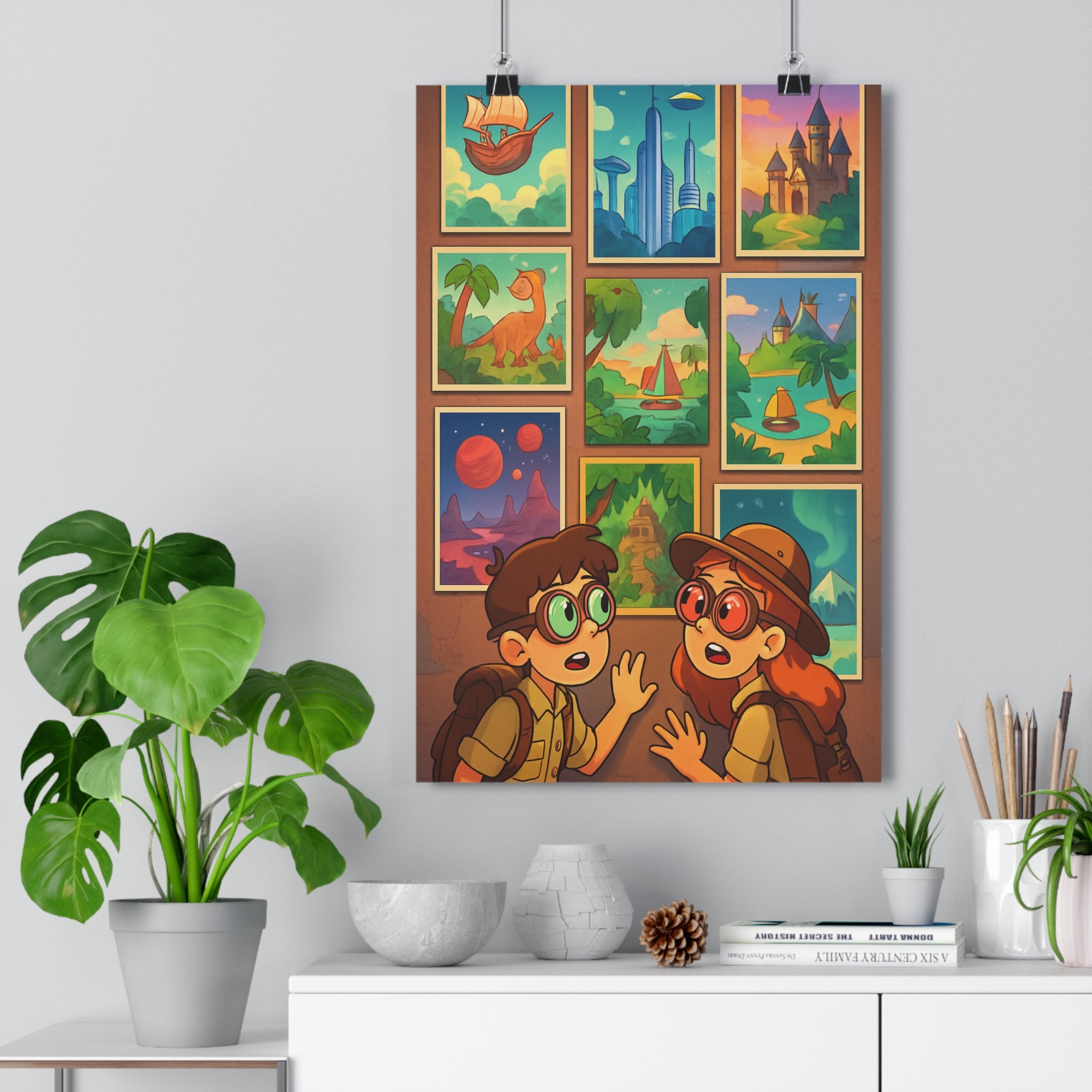 Poster décoratif aventure sciencefiction paysage vibrant coloré bureau salon fantaisie moderne 30x46 qualité premium