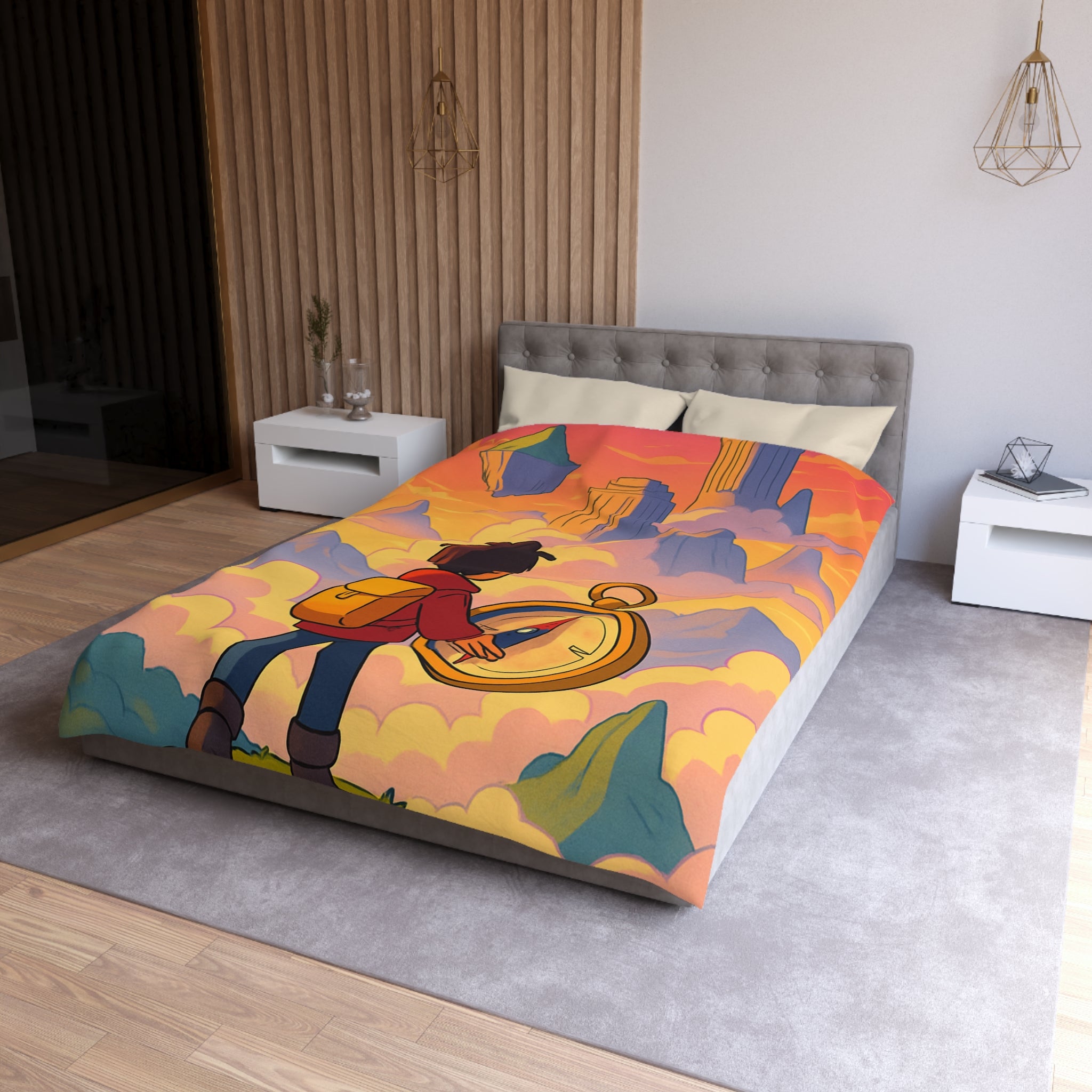 Housse de Couette Microfibre Motif Créatif Original Style Contemporain Chambre Élégante