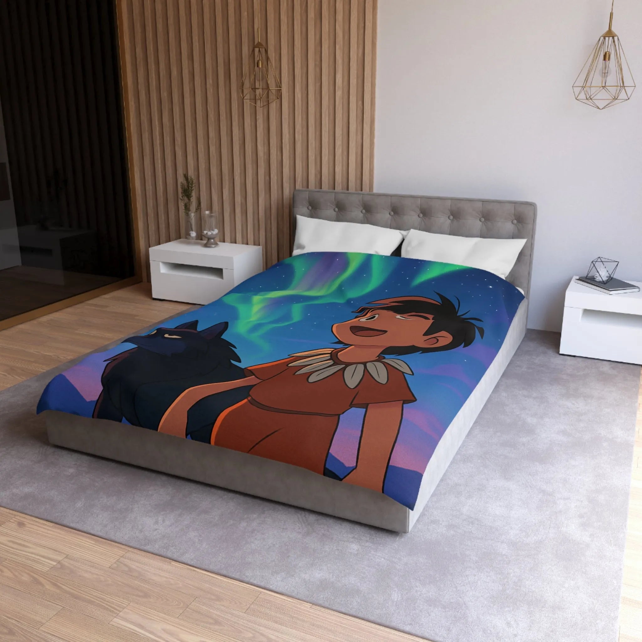 Housse de Couette Microfibre Art Graphique Contemporain Style Décoratif Chambre Tendance