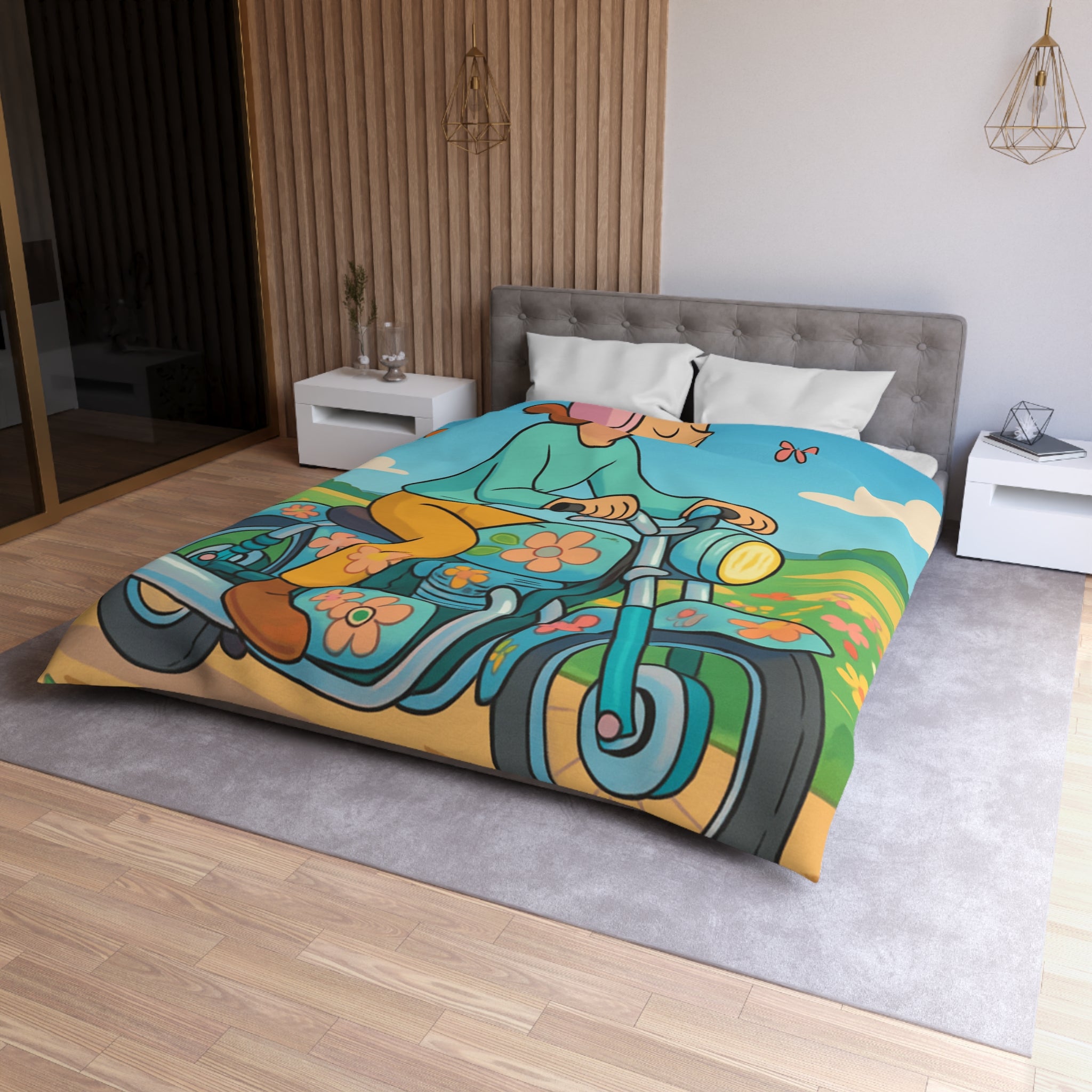 Housse de Couette Microfibre Design Artistique Moderne Décoration Chambre Confort Premium