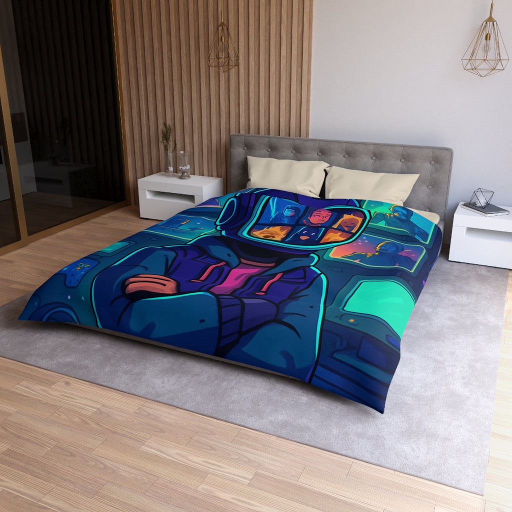 Plongée En Épopée Virtuelle Avec Dessins Animés Futuristes Pour Housse De Couette