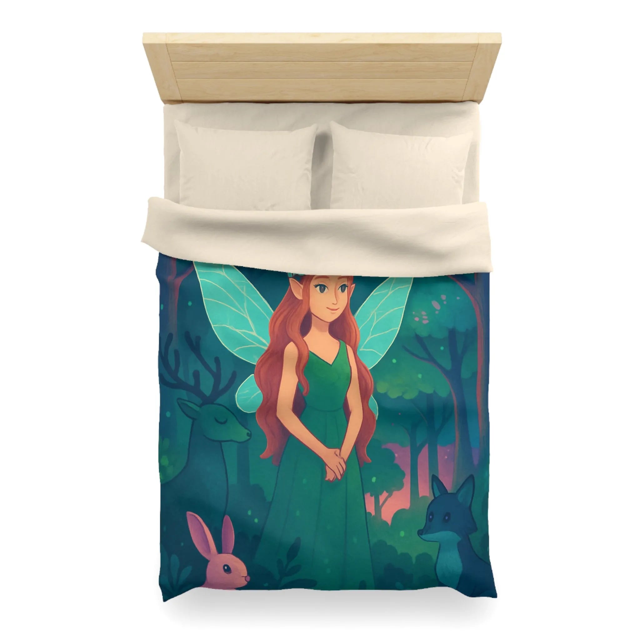 Enchantement forestier féerique avec créatures magiques pour une atmosphère de chambre paisible