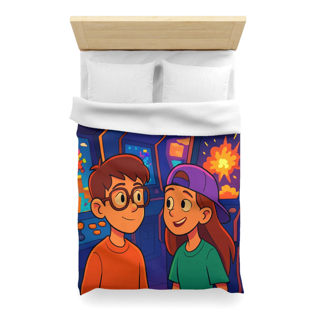 Housse de couette colorée arcade rétro néon pour gamers adolescents ambiance années 80