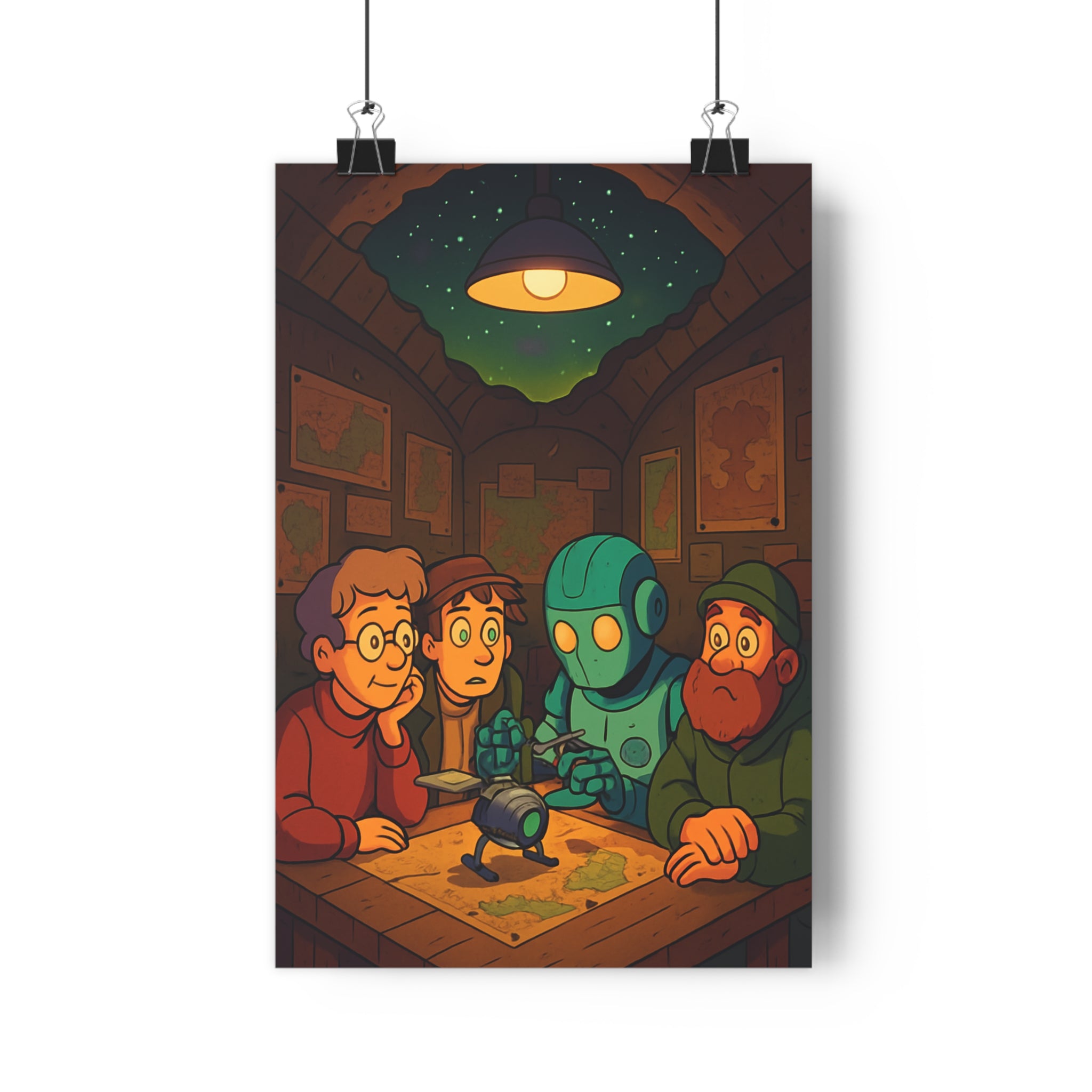Poster décoratif anime étoilé chaleureux rustique aventure mystique salon chambre bureau ambiance unique stylisé