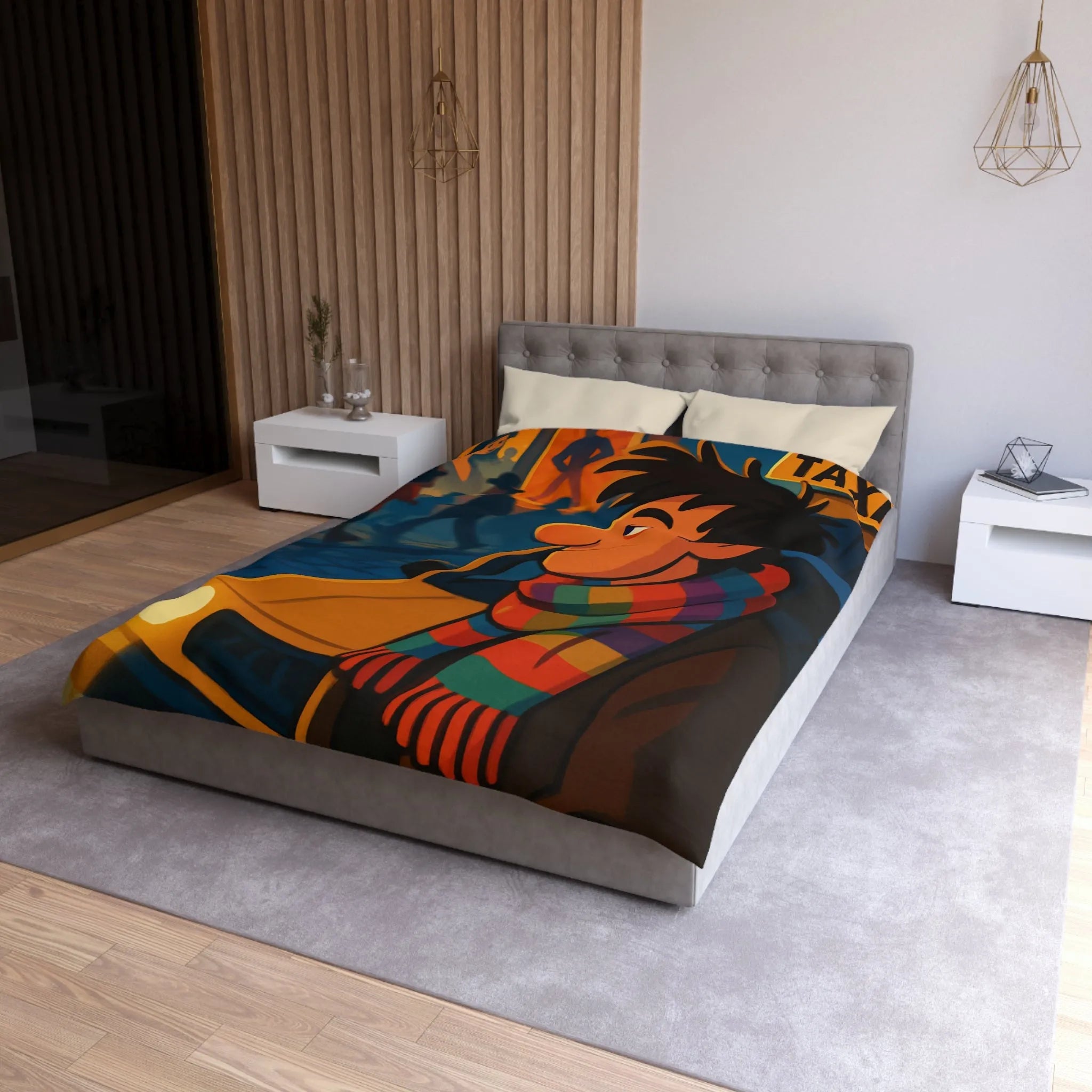 Housse de Couette Microfibre Art Graphique Contemporain Style Décoratif Chambre Tendance