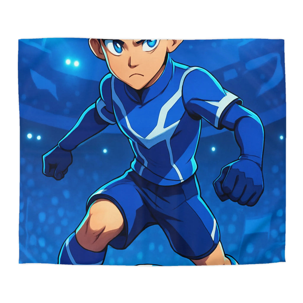 Housse de couette avec joueur de foot animé, style dynamique et lumineux, ambiance sportive