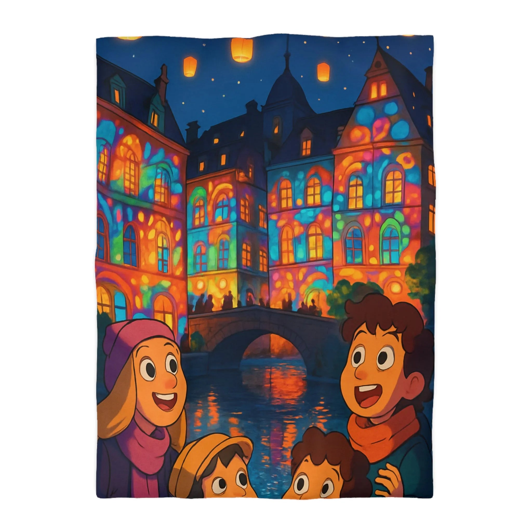 Envolez-vous vers un rêve coloré avec lanterne magique et château illuminé