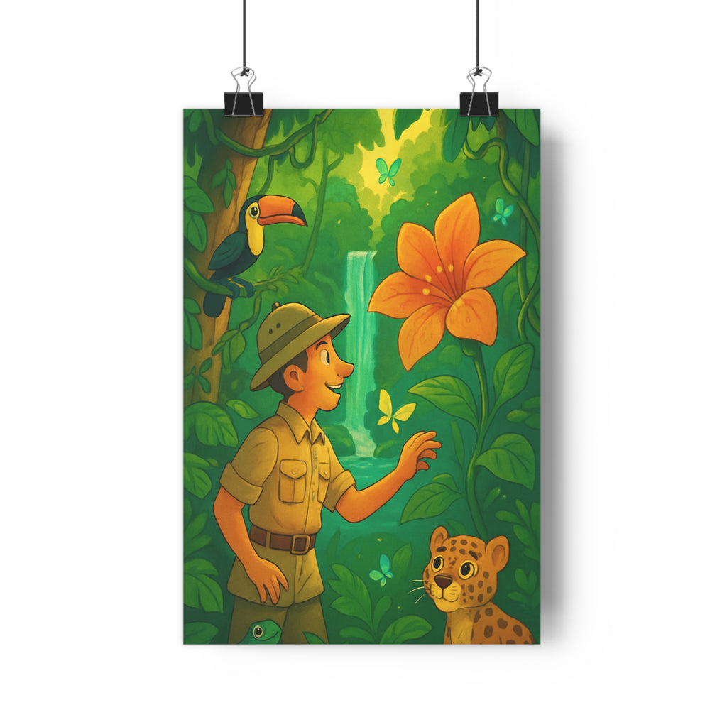 Poster décoratif jungle tropicale exotique coloré aventure nature salon chambre enfant moderne vibrant qualité