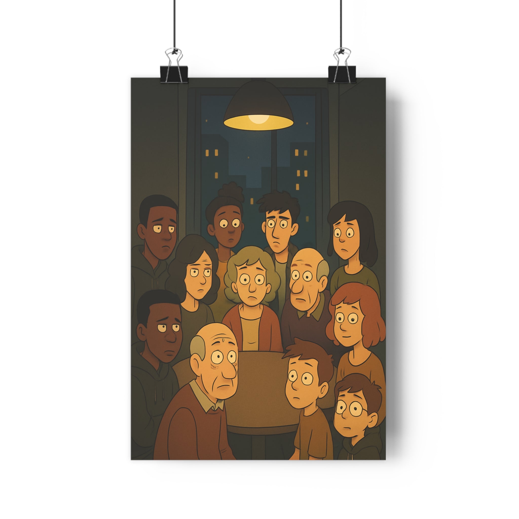 Poster décoratif dessin animé noir mystique bureau salon ambiance captivante format 30x46 personnages tableau