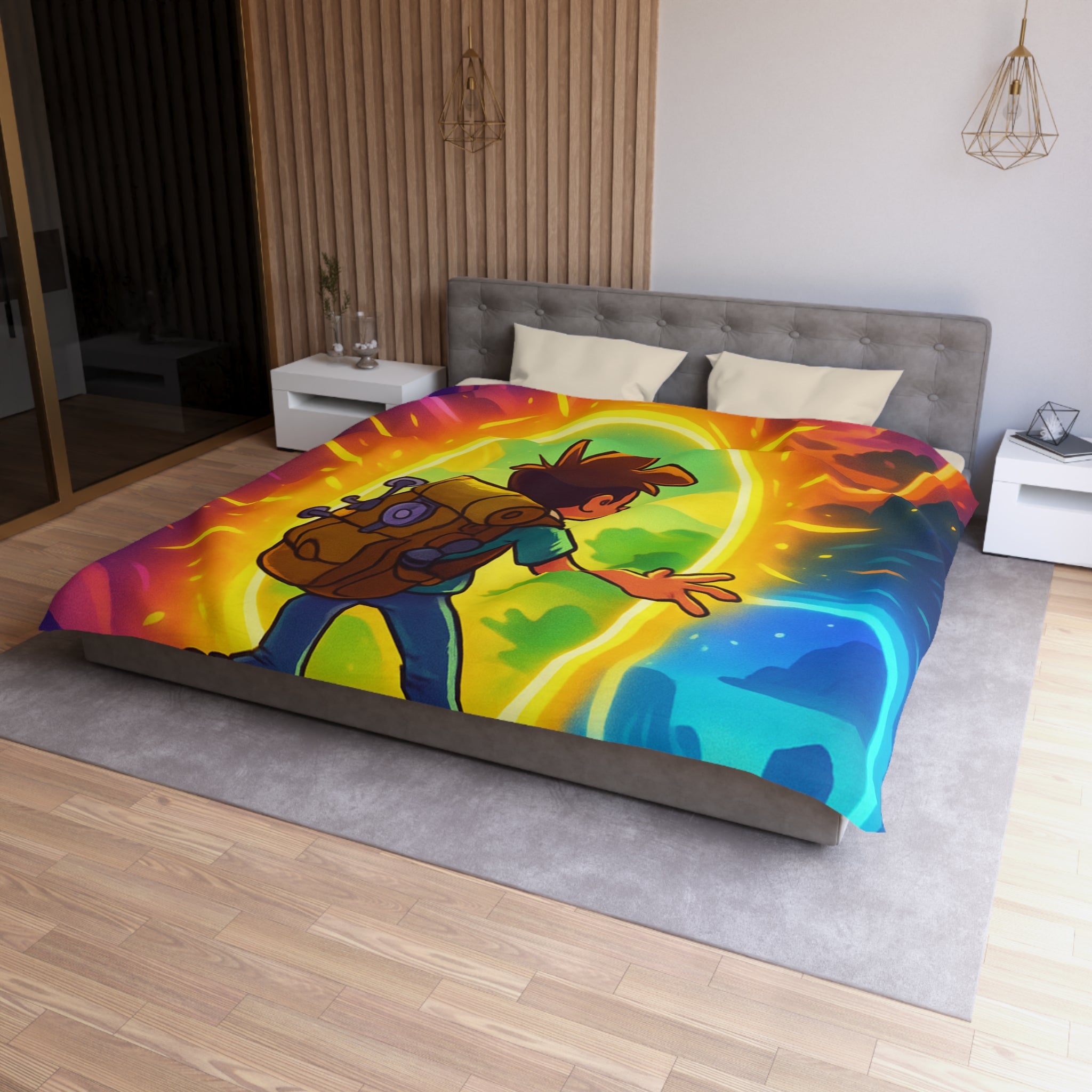 Spacieux Monde Dessiné : Couette Aventure Porte Portail Multivers Enfant Univers Coloré