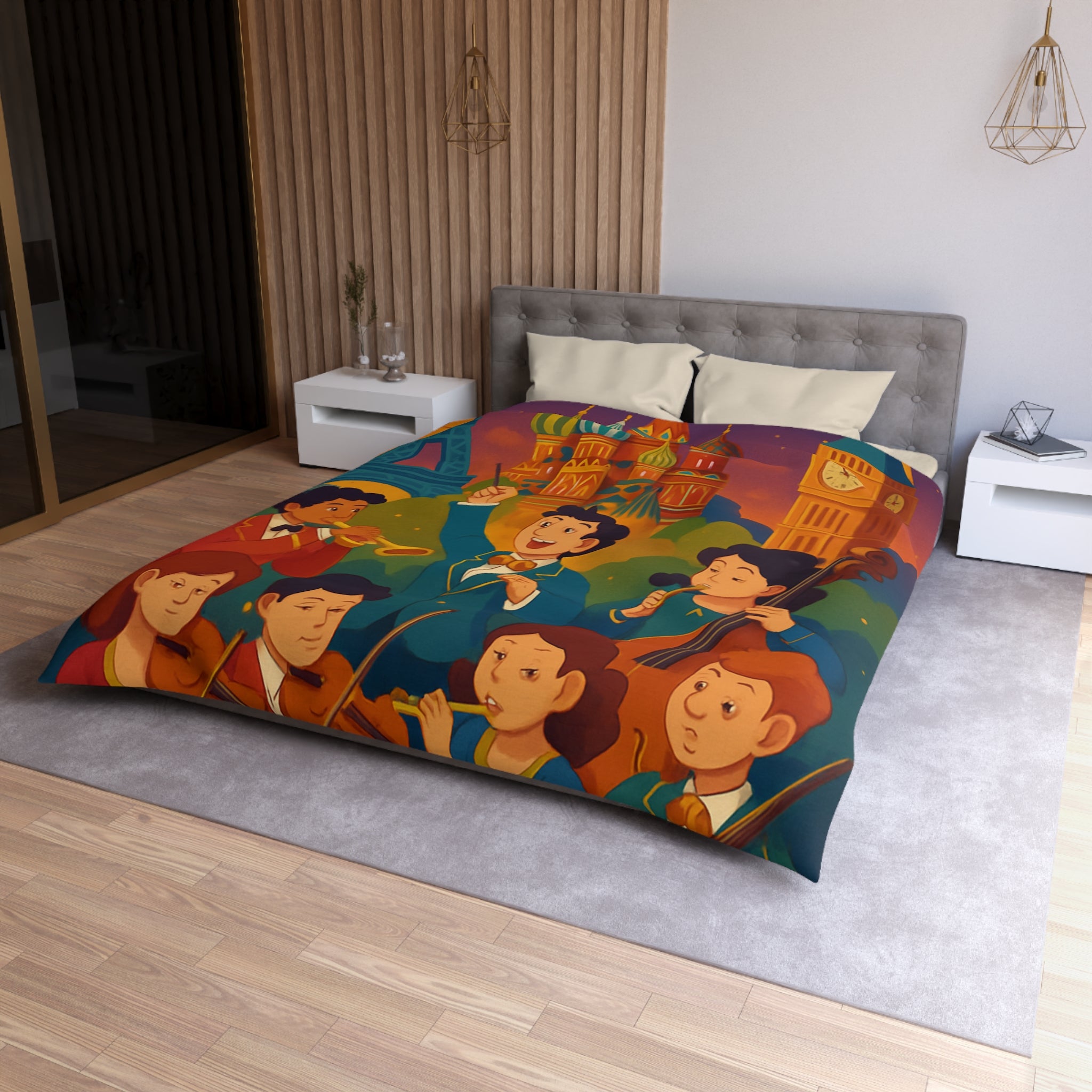 Housse de Couette Microfibre Motif Créatif Original Style Contemporain Chambre Élégante