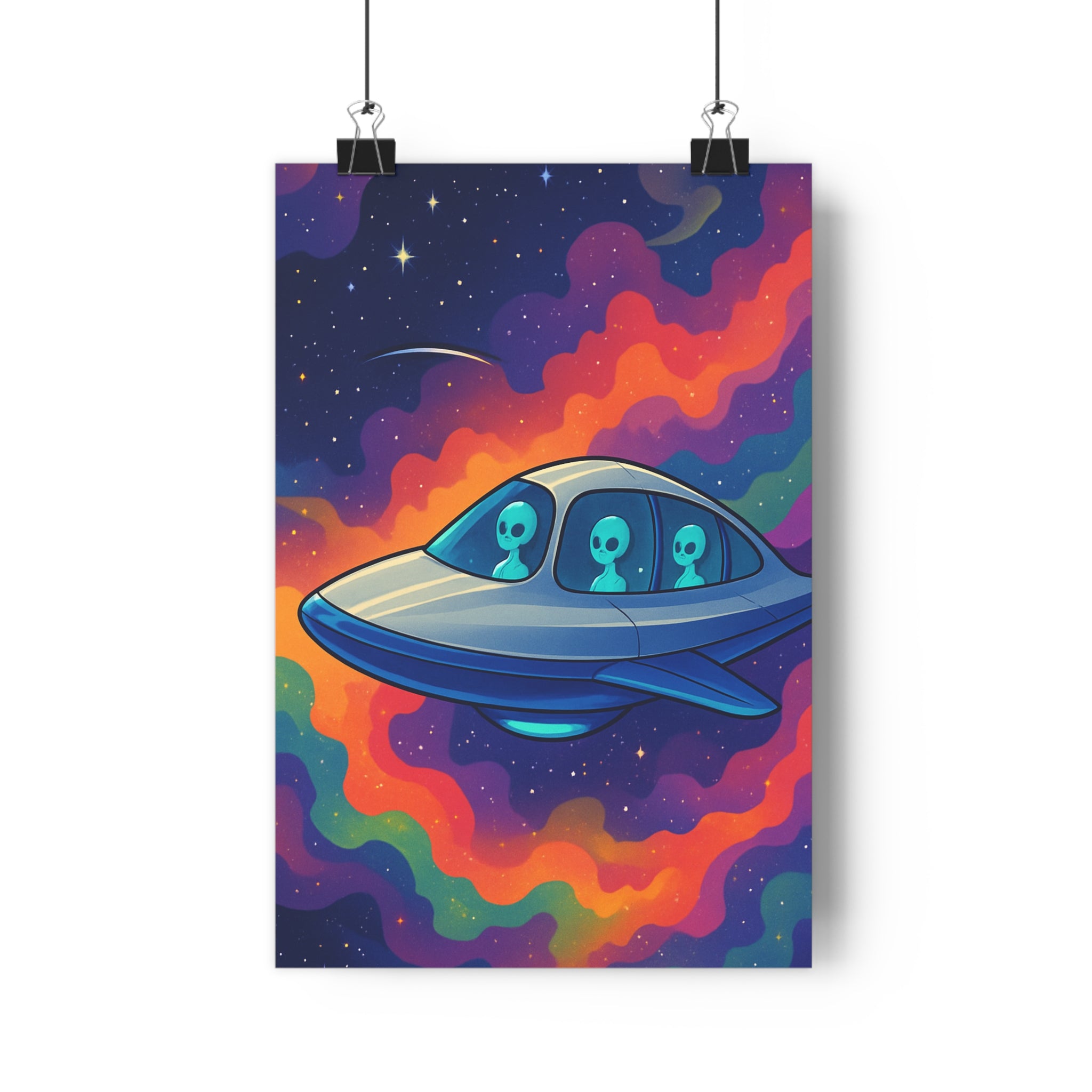 Poster décoratif cartoon cosmique violet rouge espace salon chambre enfant moderne aventure visuel qualité