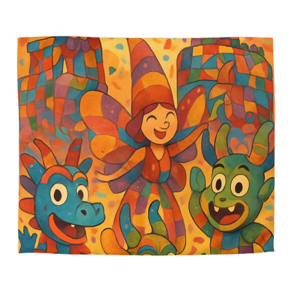 Housse de Couette Colorée Inspirée par l'Art Festif et l'Imaginaire Fantaisiste