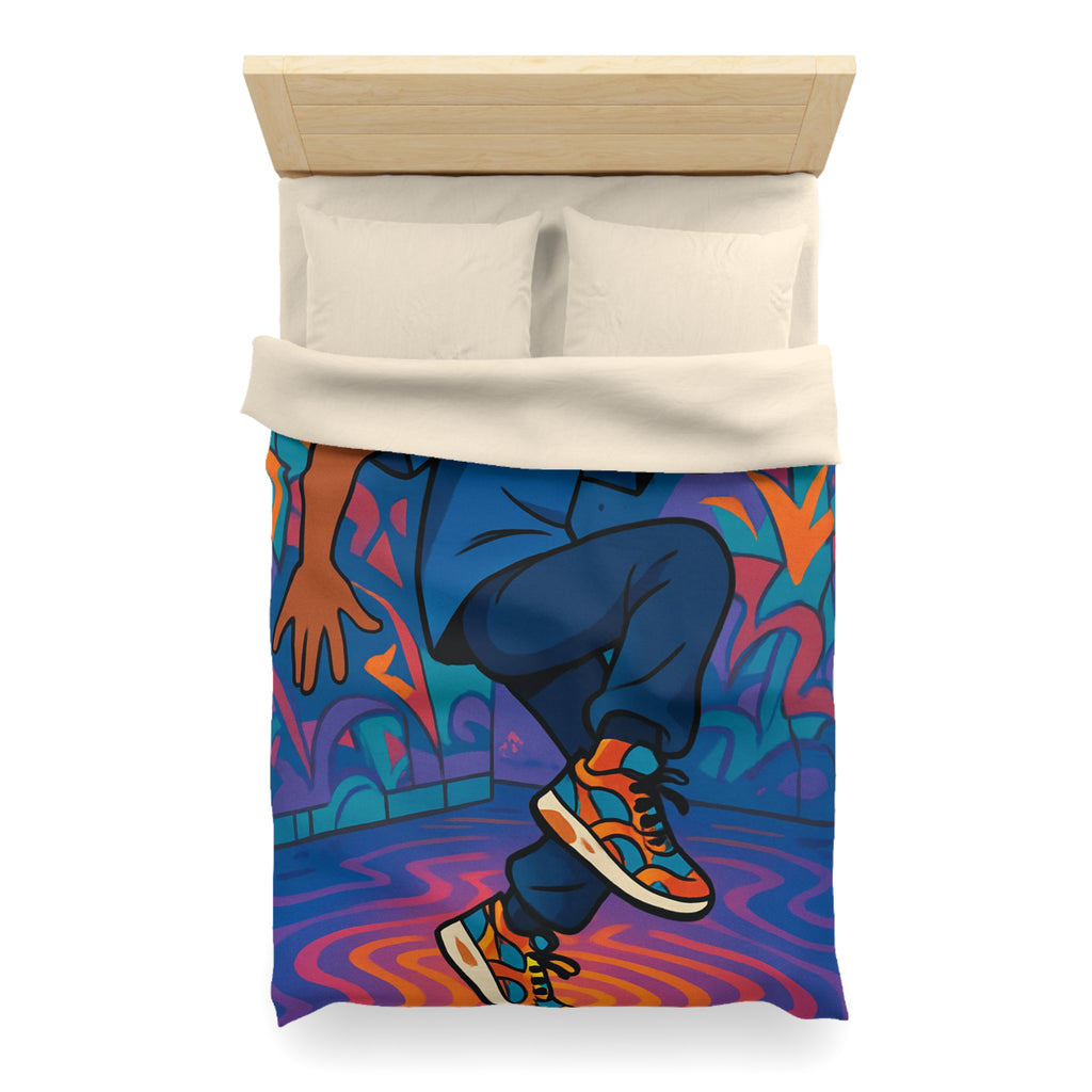 Housse de couette vibrante danseur street art moderne pour chambre adolescente colorée