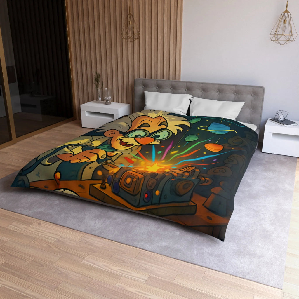 Housse de Couette Cosmos Inventeur Fantastique avec Planètes et Robot Mignon