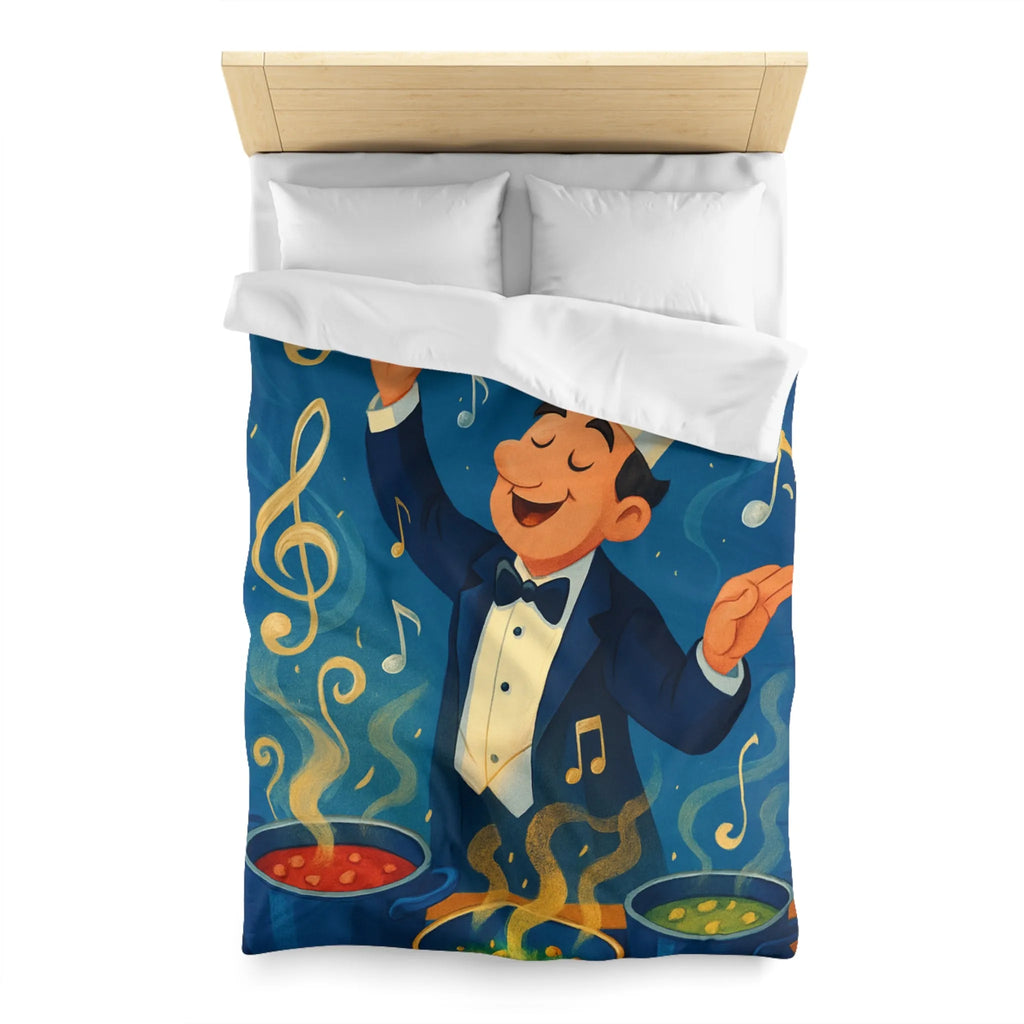 Chef chef d'orchestre culinaire dirige musique en cuisinant mélodies savoureuses et colorées