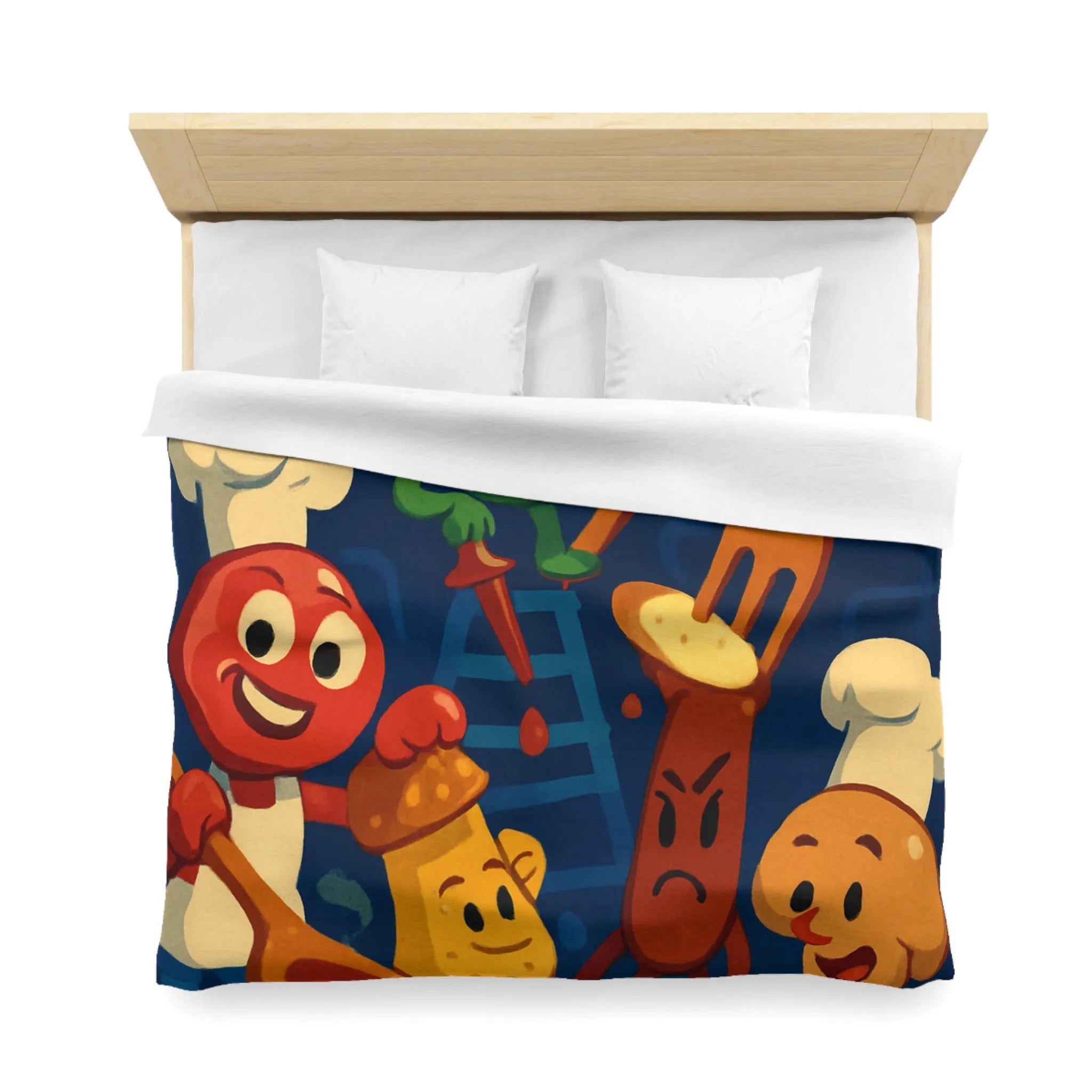 Housse de couette colorée chefs amusants cuisine amusante personnages recettes fourchettes