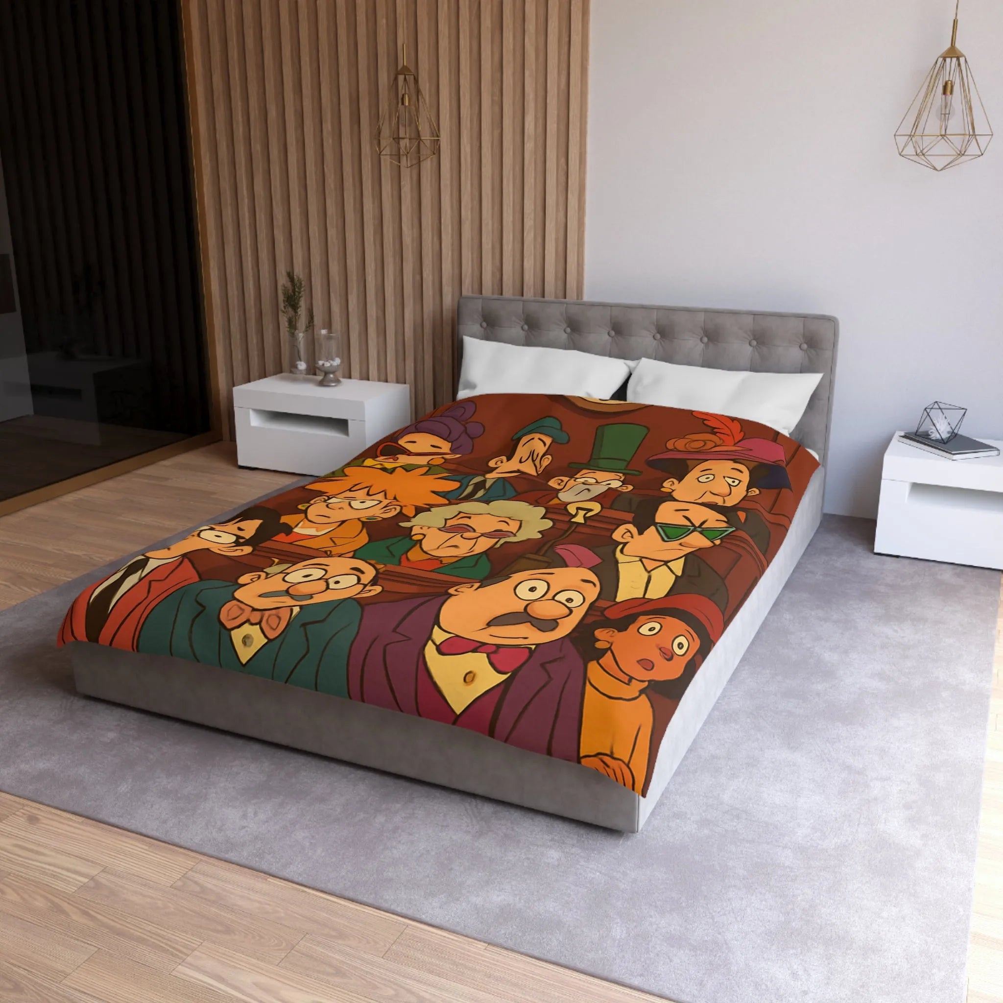 Housse de Couette Microfibre Art Graphique Contemporain Style Décoratif Chambre Tendance