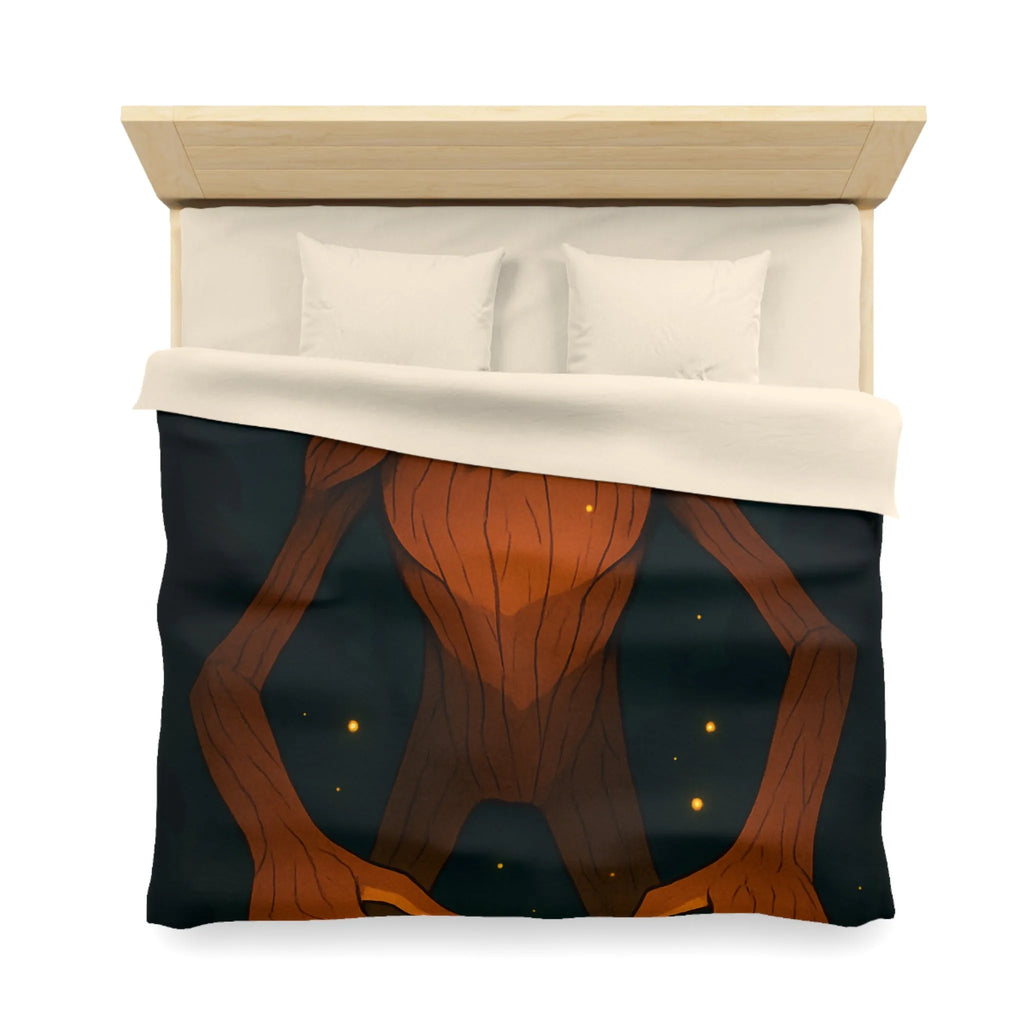 Chambre imaginative avec housse de couette créature mystique enchantée dans forêt lumineuse