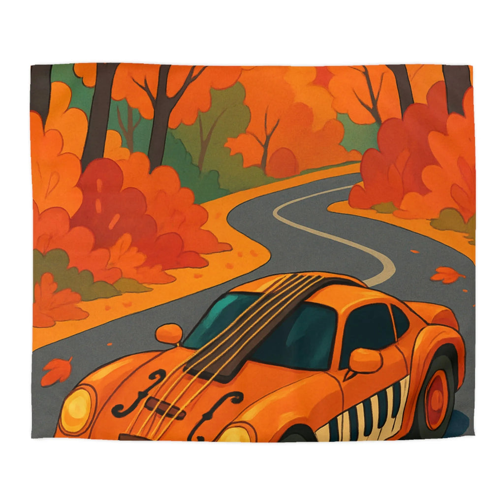 Housse de Couette Automne avec Voiture et Forêt aux Couleurs Vibrantes pour Chambre Chic