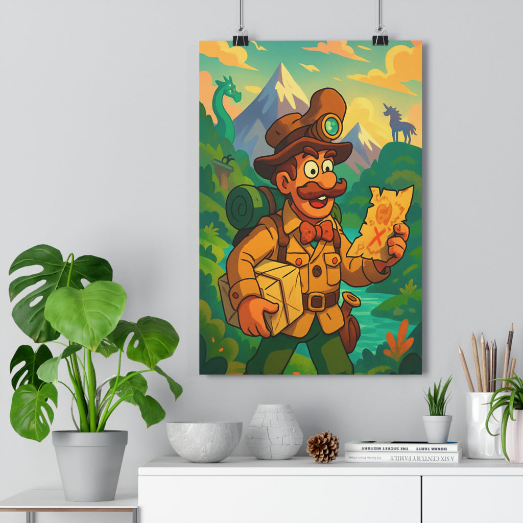 Poster décoratif aventure magique animé terreux explorateur paysage fantastique chambre enfant mystère vibrant unique