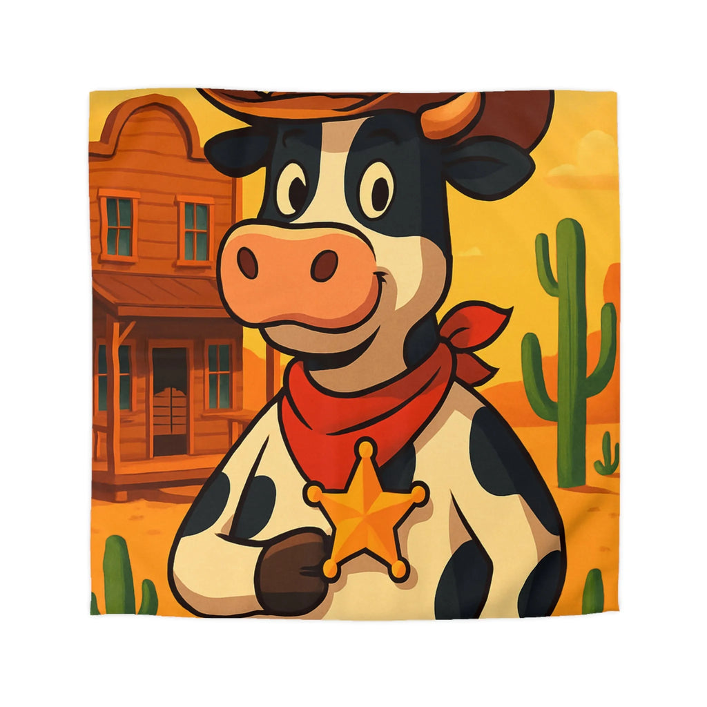 Housse de Couette Enfant avec Vache Cow-boy dans Paysage Désertique Coloré et Amusant