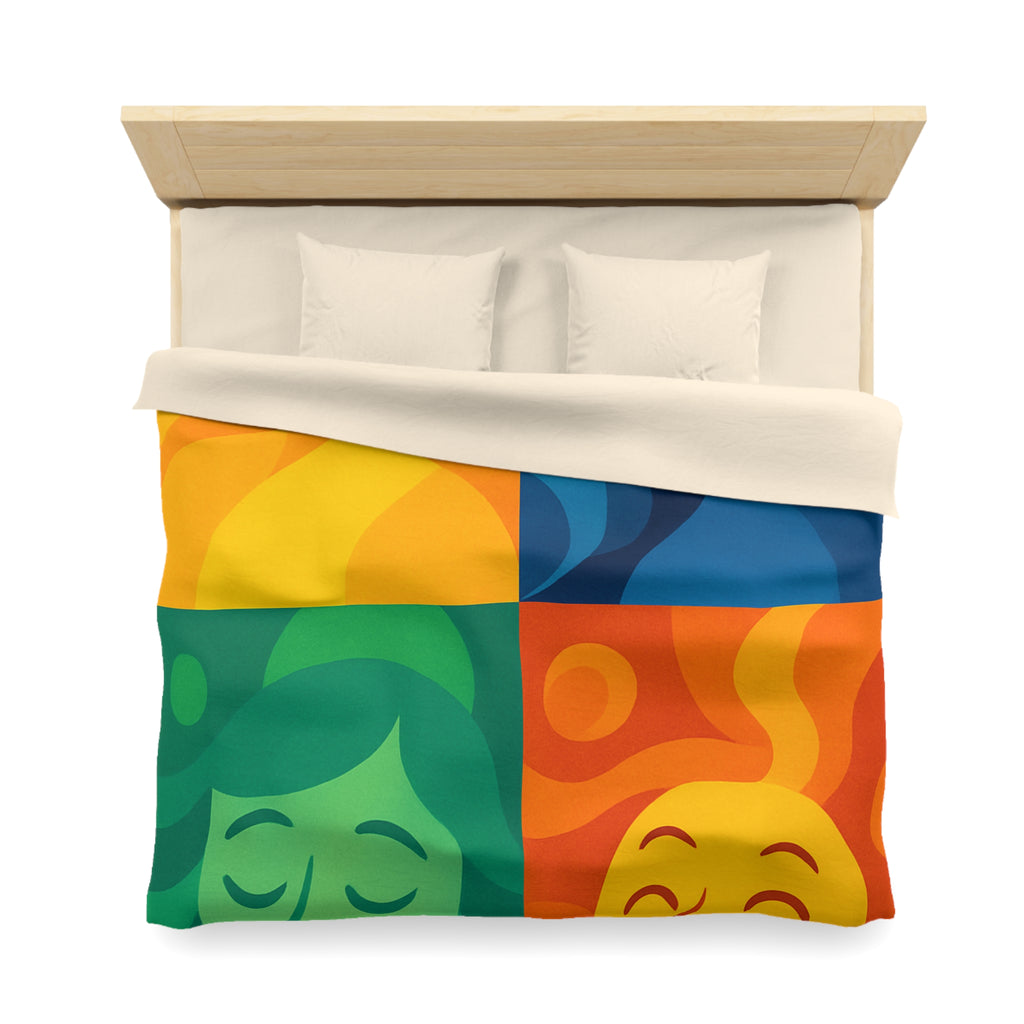 Housse de Couette Microfibre Motif Créatif Original Style Contemporain Chambre Élégante