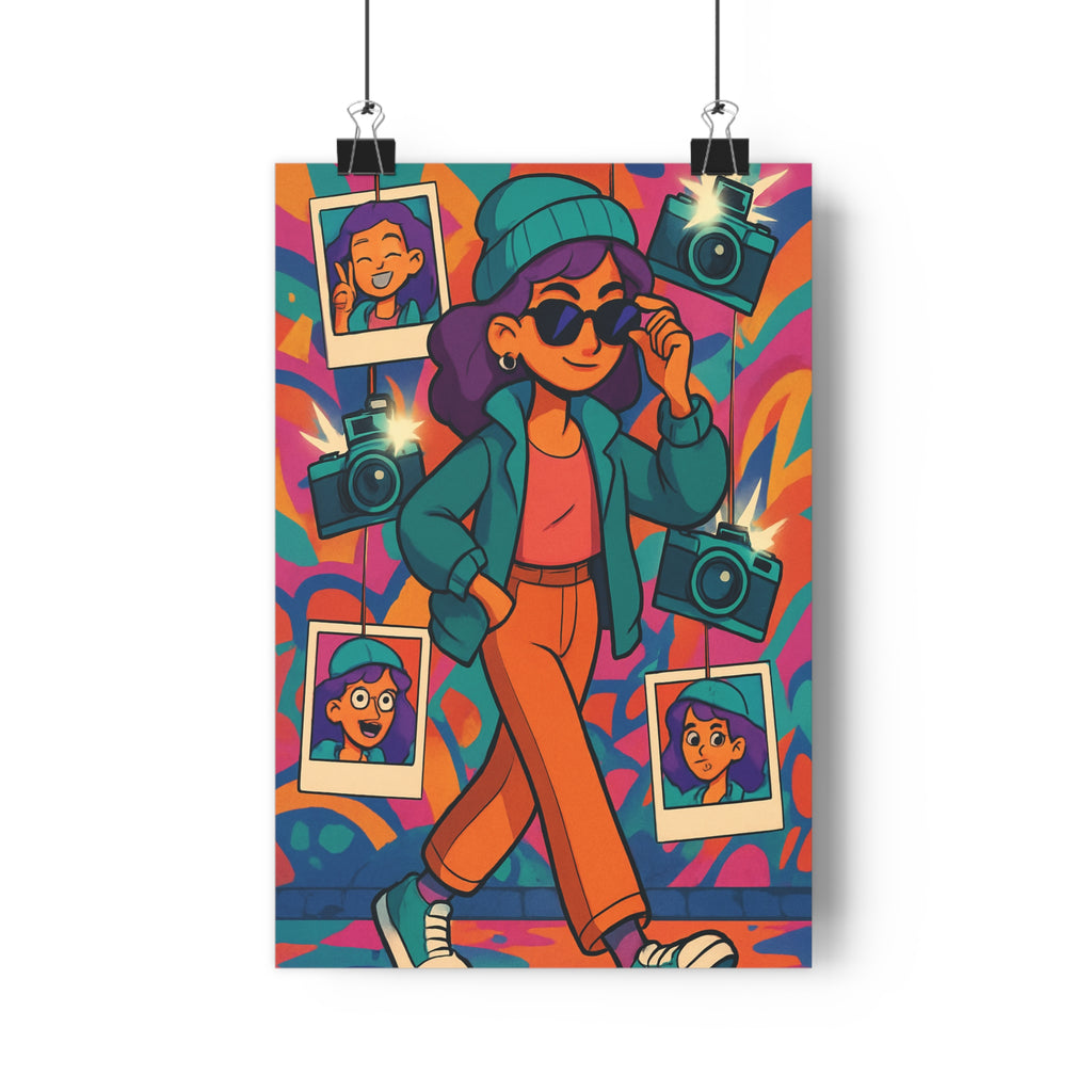 Poster décoratif mode urbain artistique turquoise or street art moderne tendance bureau chambre éclatant