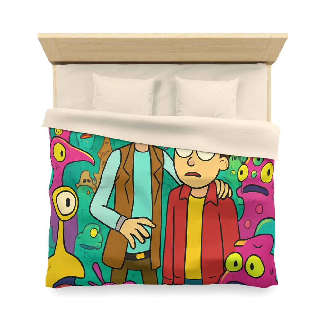 Housse de couette extravagante avec motifs extraterrestres et ambiance science-fiction colorée animée