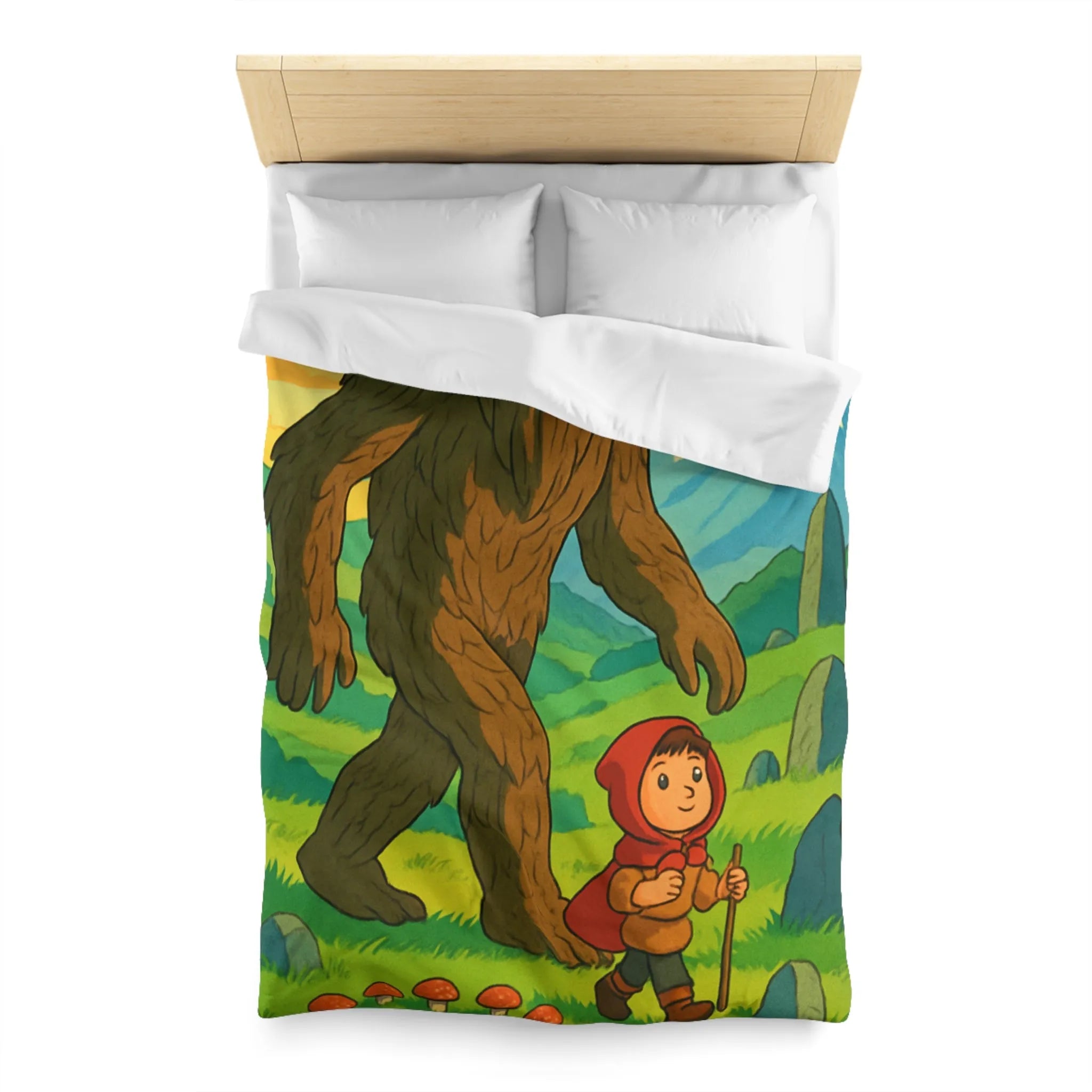 Housse de Couette Magique avec Créature Forestière et Enfant à la Cape Rouge