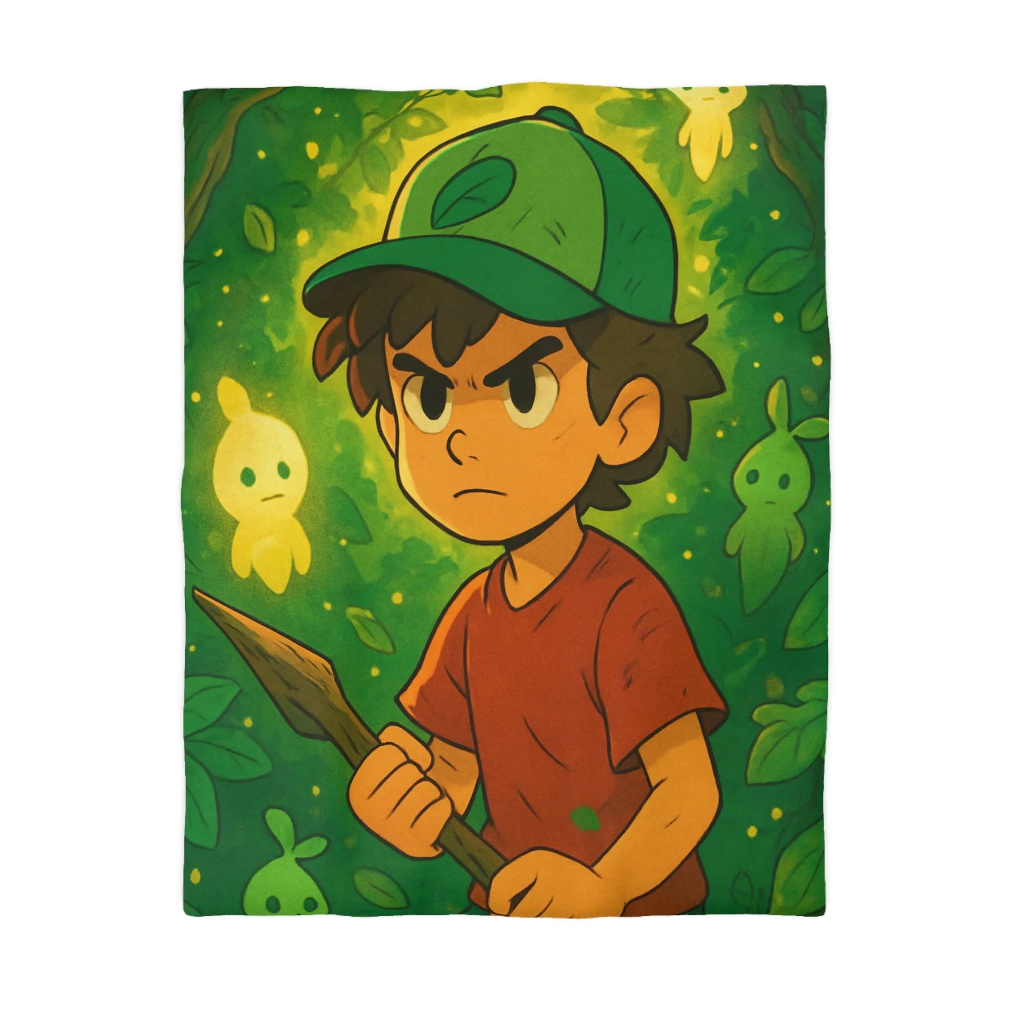 Housse de Couette Forêt Enchantée Enfant avec Créatures Lumineuses et Thème Aventure