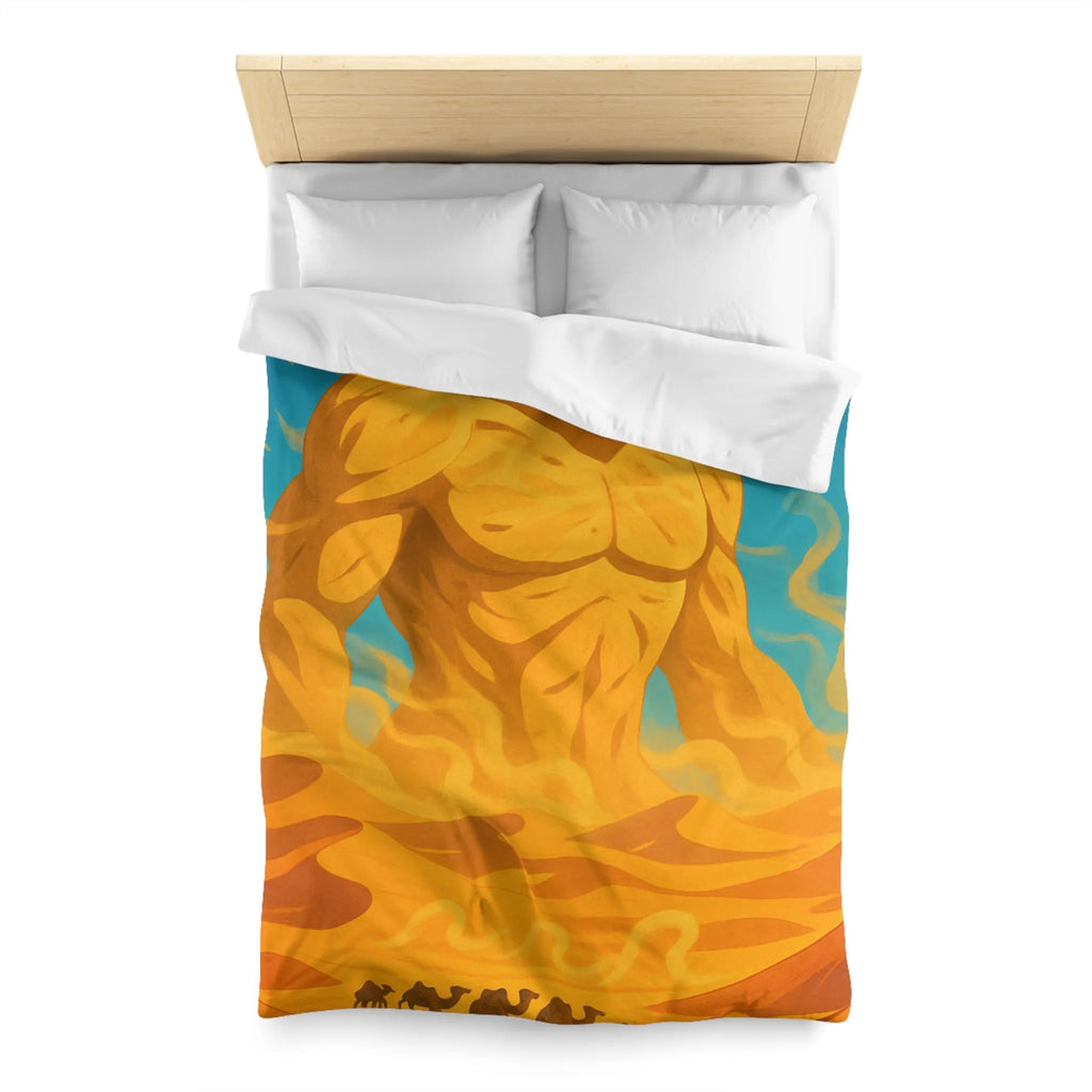 Housse de couette désert mystique avec caravane et gardien de sable géant