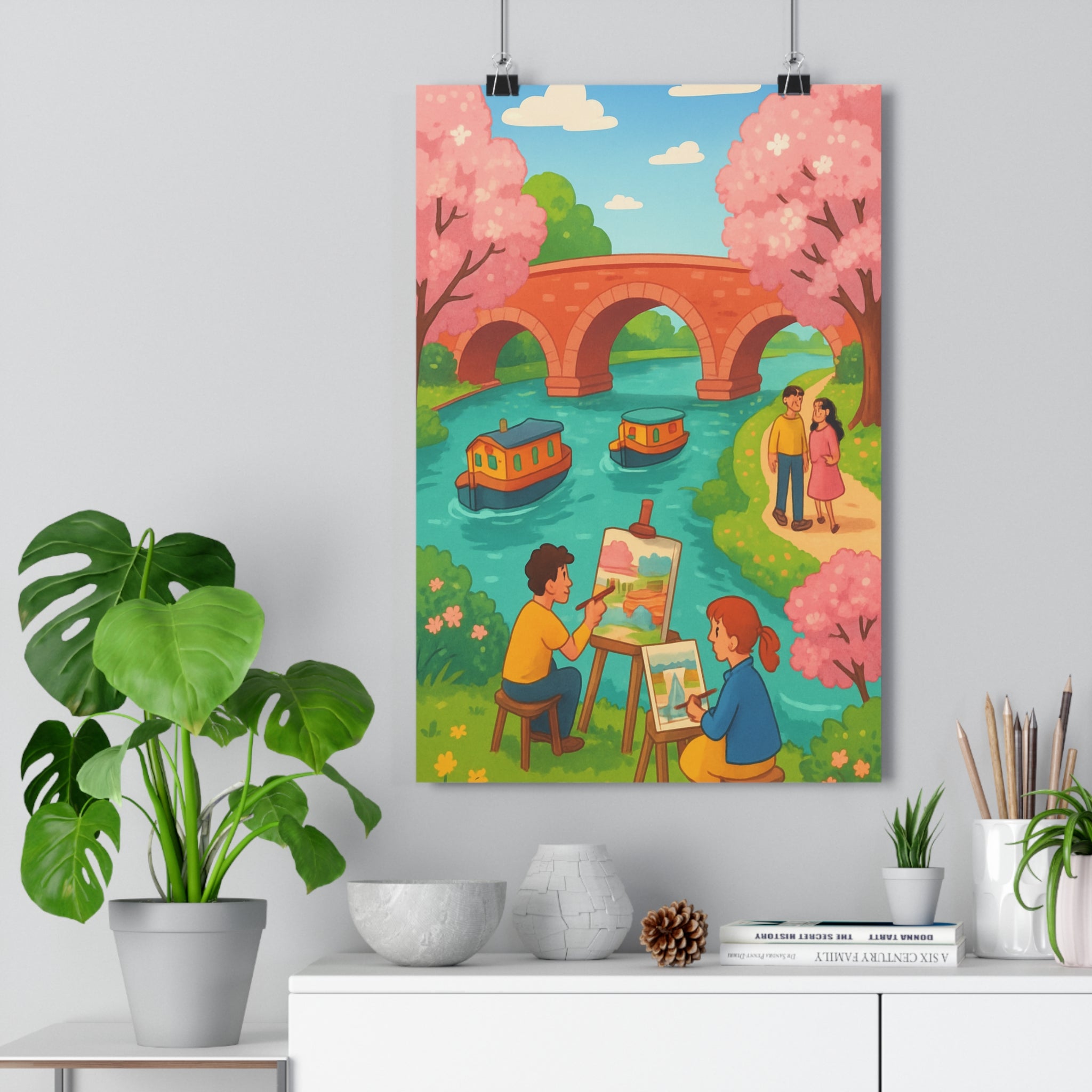 Poster décoratif cartoon rouge vert joyeux salon chambre bureau artistique vibrant expressif charmant pittoresque