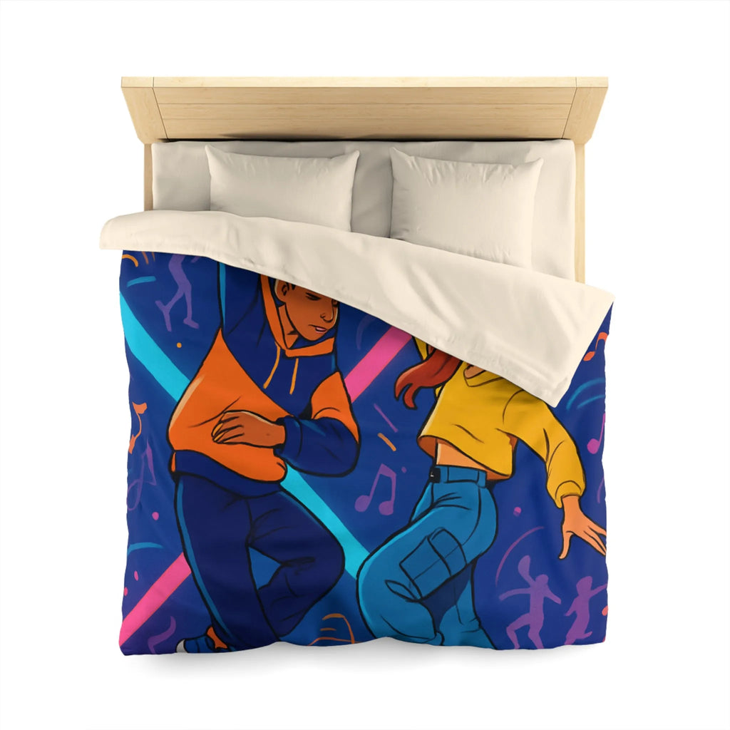 Housse de couette dynamique avec danseurs hip hop sur fond coloré et musical