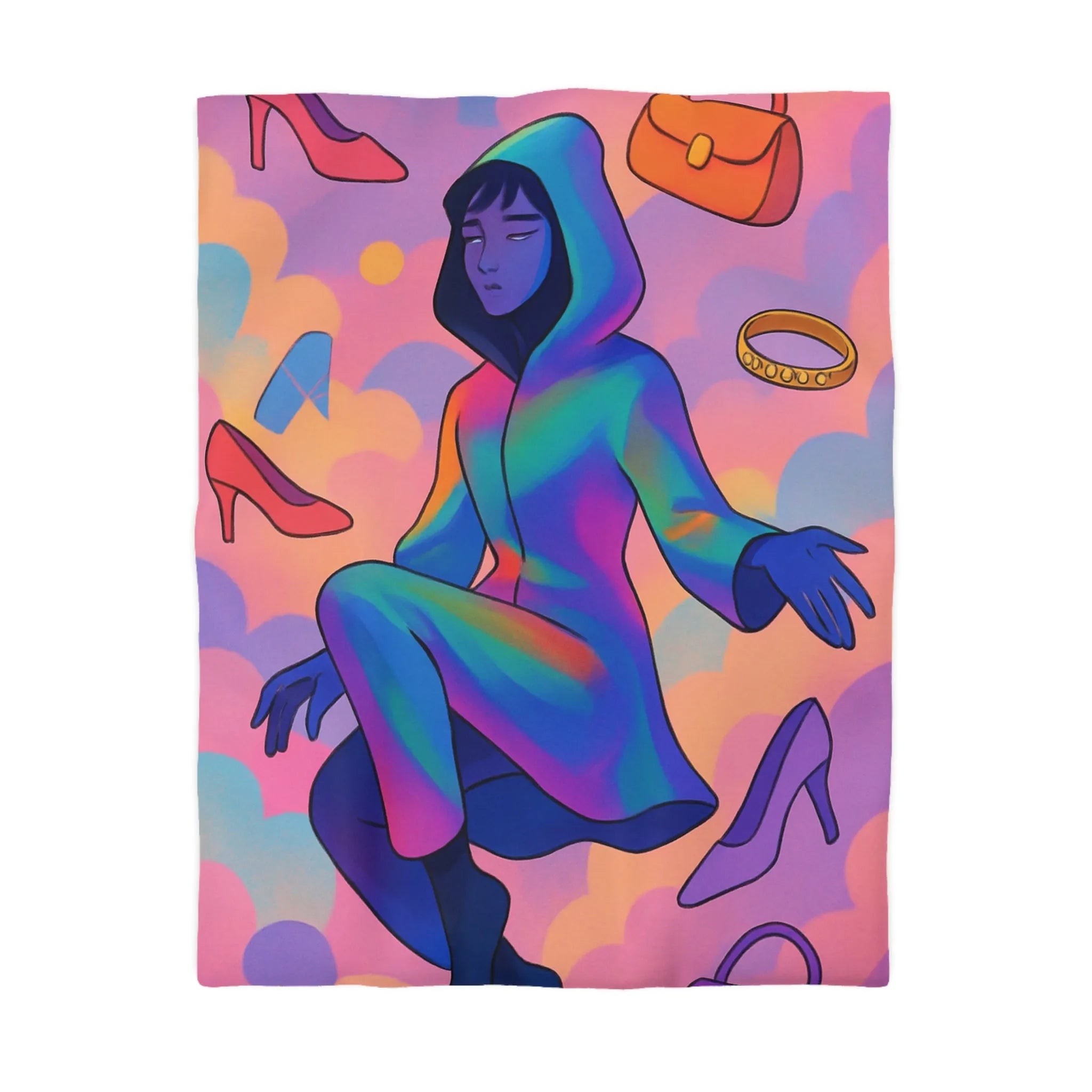 Housse de Couette Microfibre Art Graphique Contemporain Style Décoratif Chambre Tendance