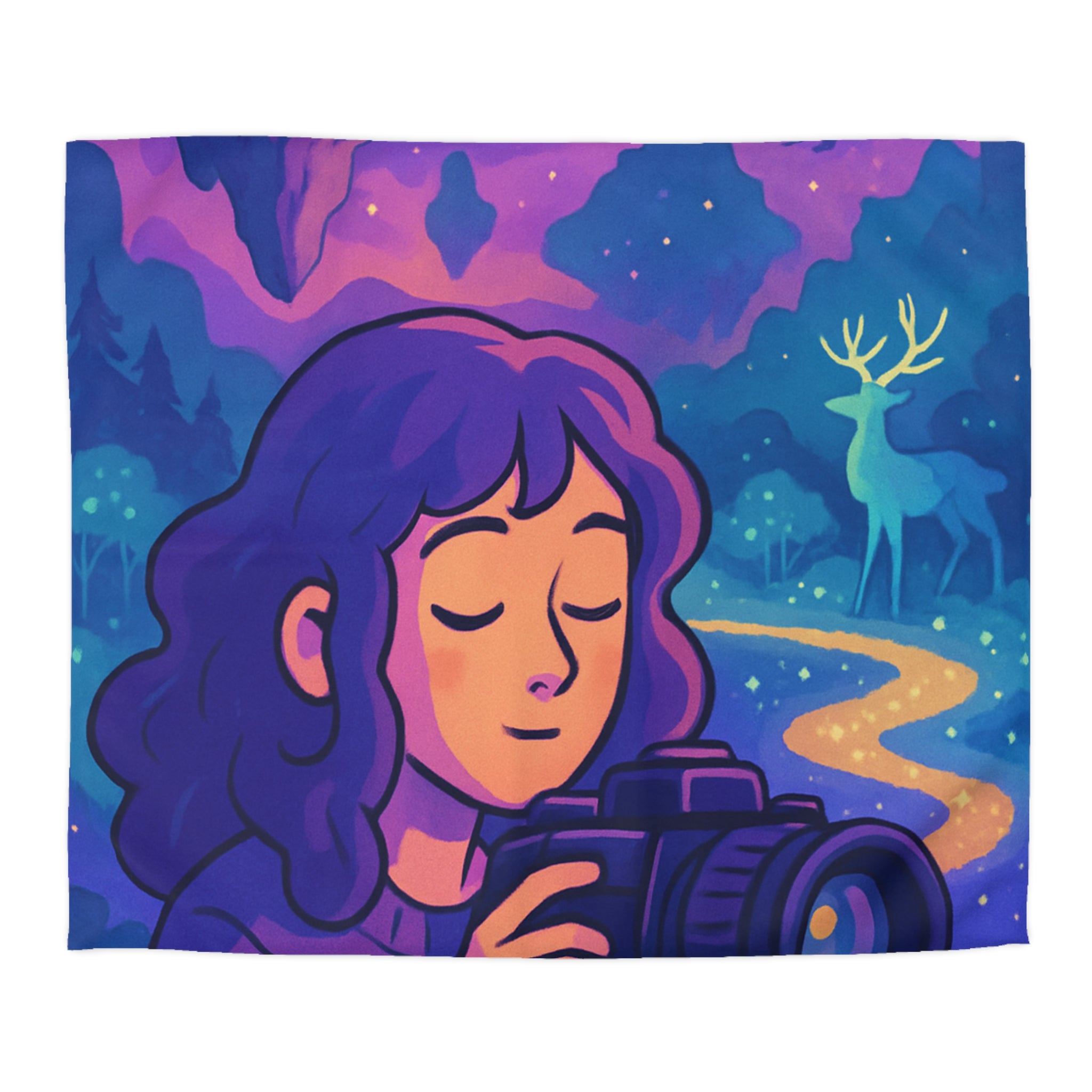 Housse de Couette Mystique avec Paysage Onirique et Envolée de Montagnes Flottantes