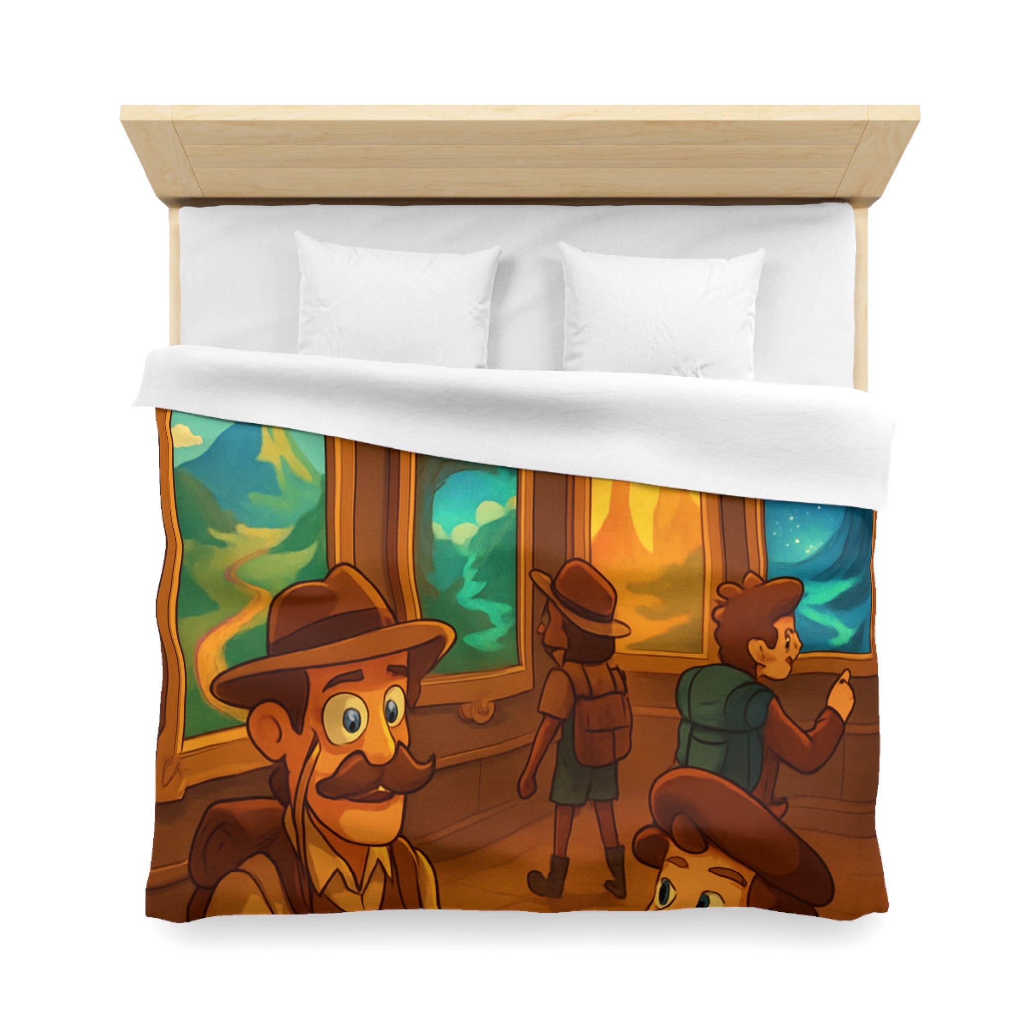 Housse de couette pour enfants avec aventure mystérieuse dans une galerie d'art