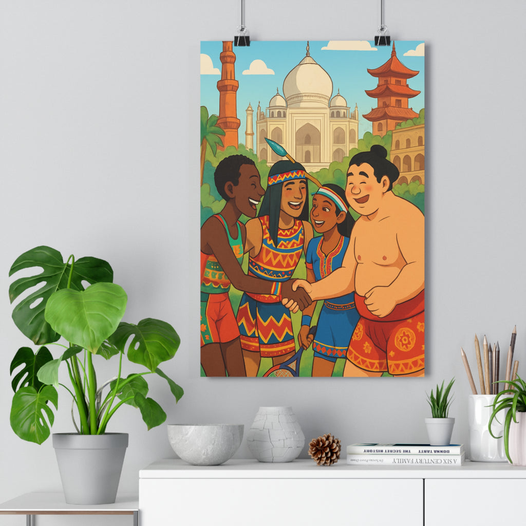 Poster décoratif culturel exotique multicolore cartoon convivial salon chambre bureau moderne qualité olympiques qualité