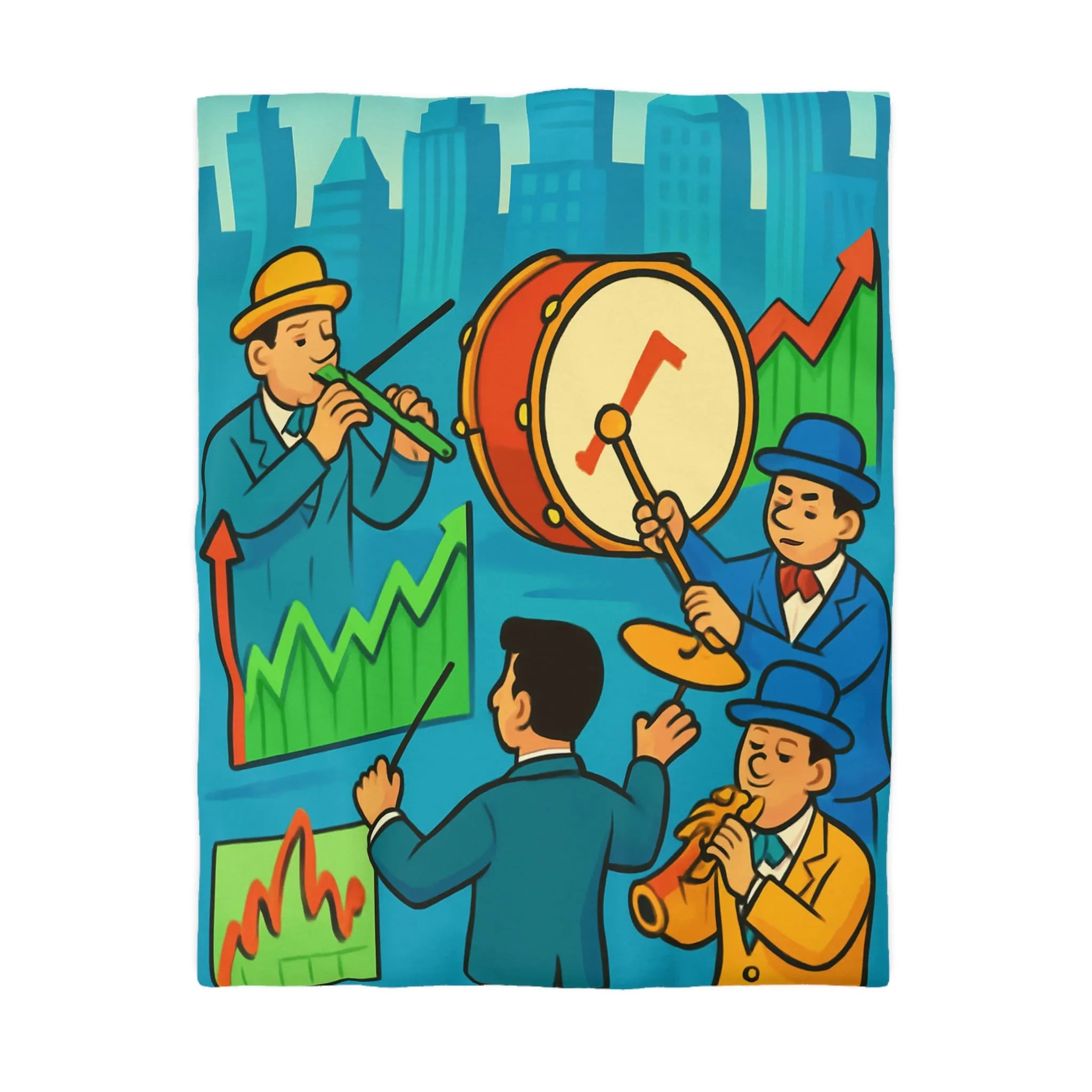 Housse de Couette Design Musiciens et Graphiques de Croissance pour Chambre Moderne