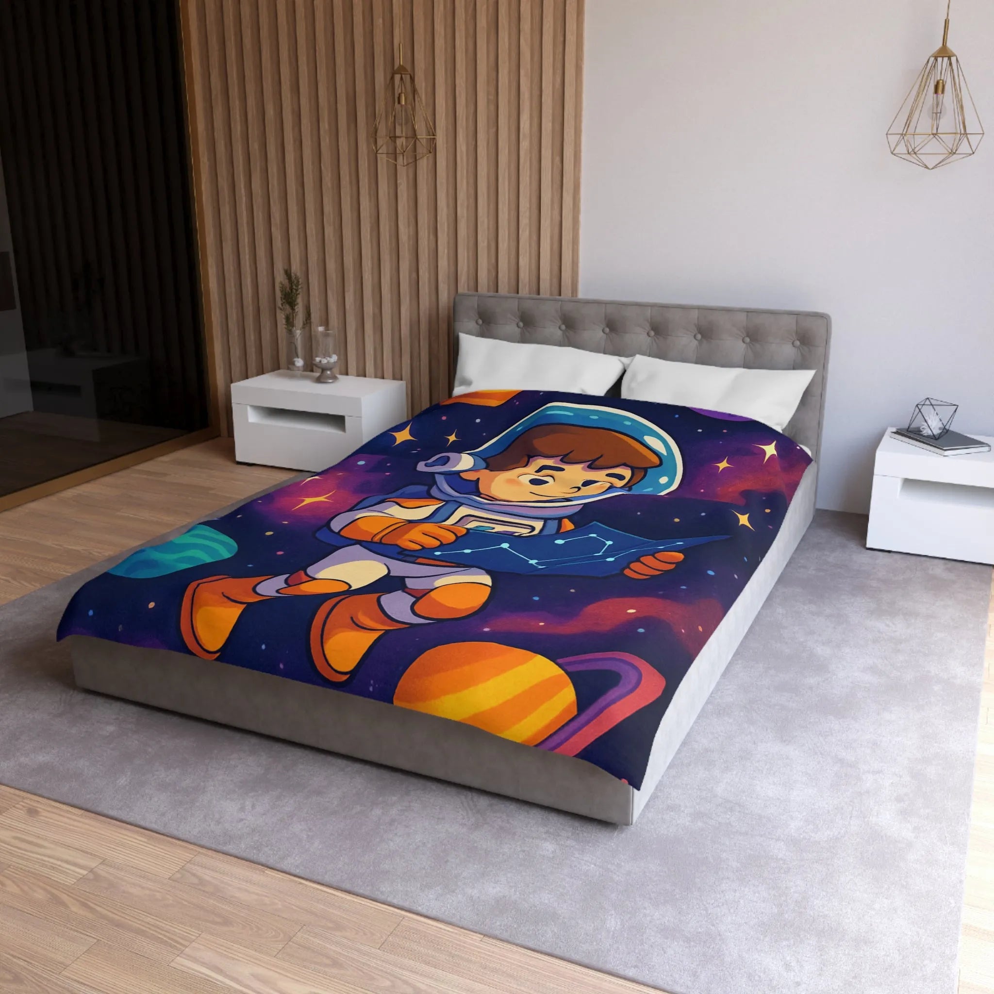 Explorez l'Espace avec un Jeune Astronaute et Planètes Colorées sur Votre Linge