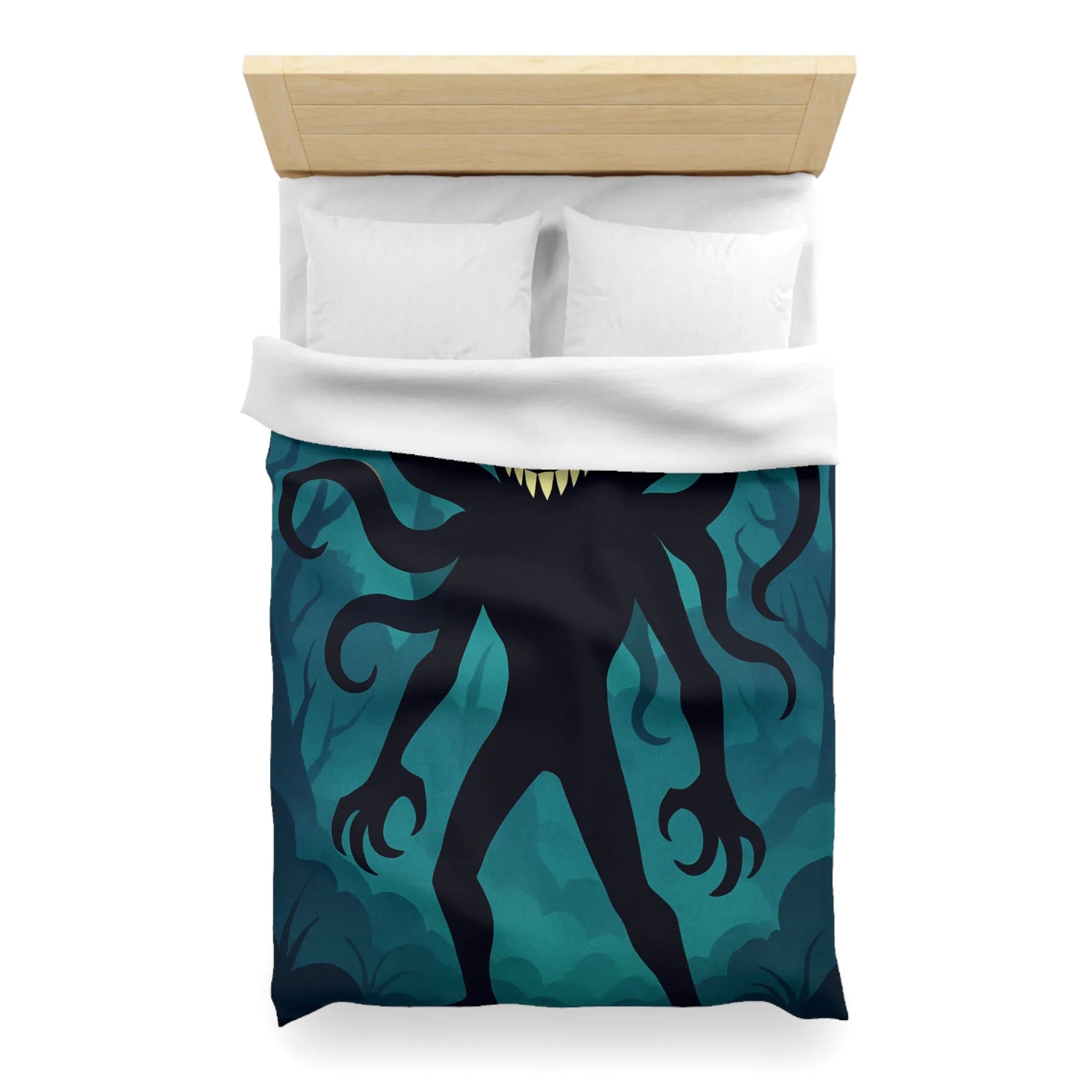 Housse de couette créature mystique sous lumière de lune dans forêt énigmatique sombre