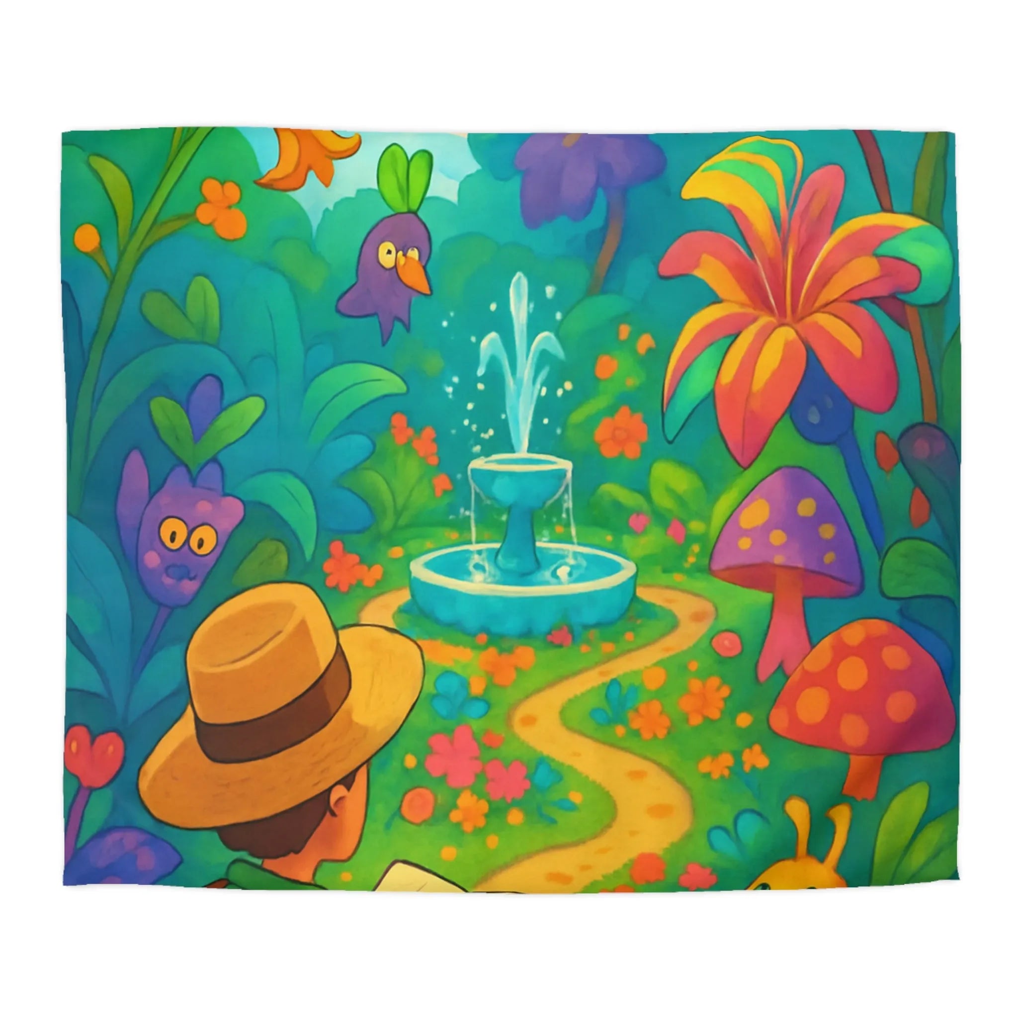 Housse de couette colorée avec sentier magique et créatures de forêt enchantée