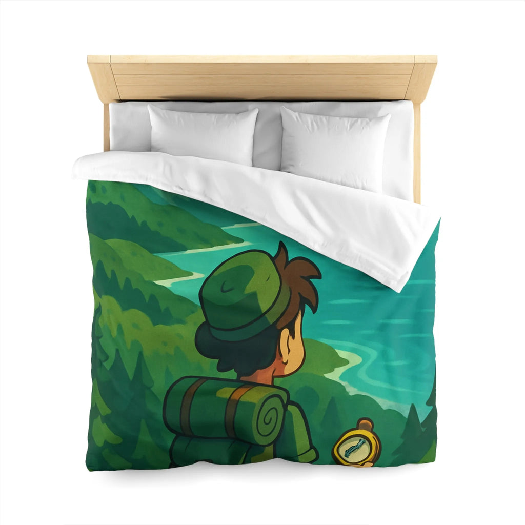 Aventure en montagne pour une housse de couette nature et voyageur contemplatif