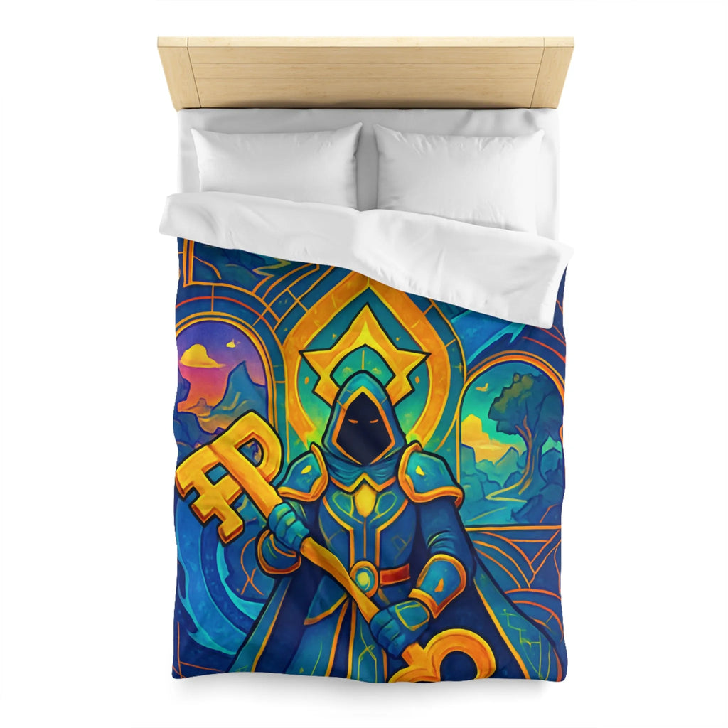 Housse de Couette Magicien Mystique avec Clef et Dragon pour Ambiance Enchantée