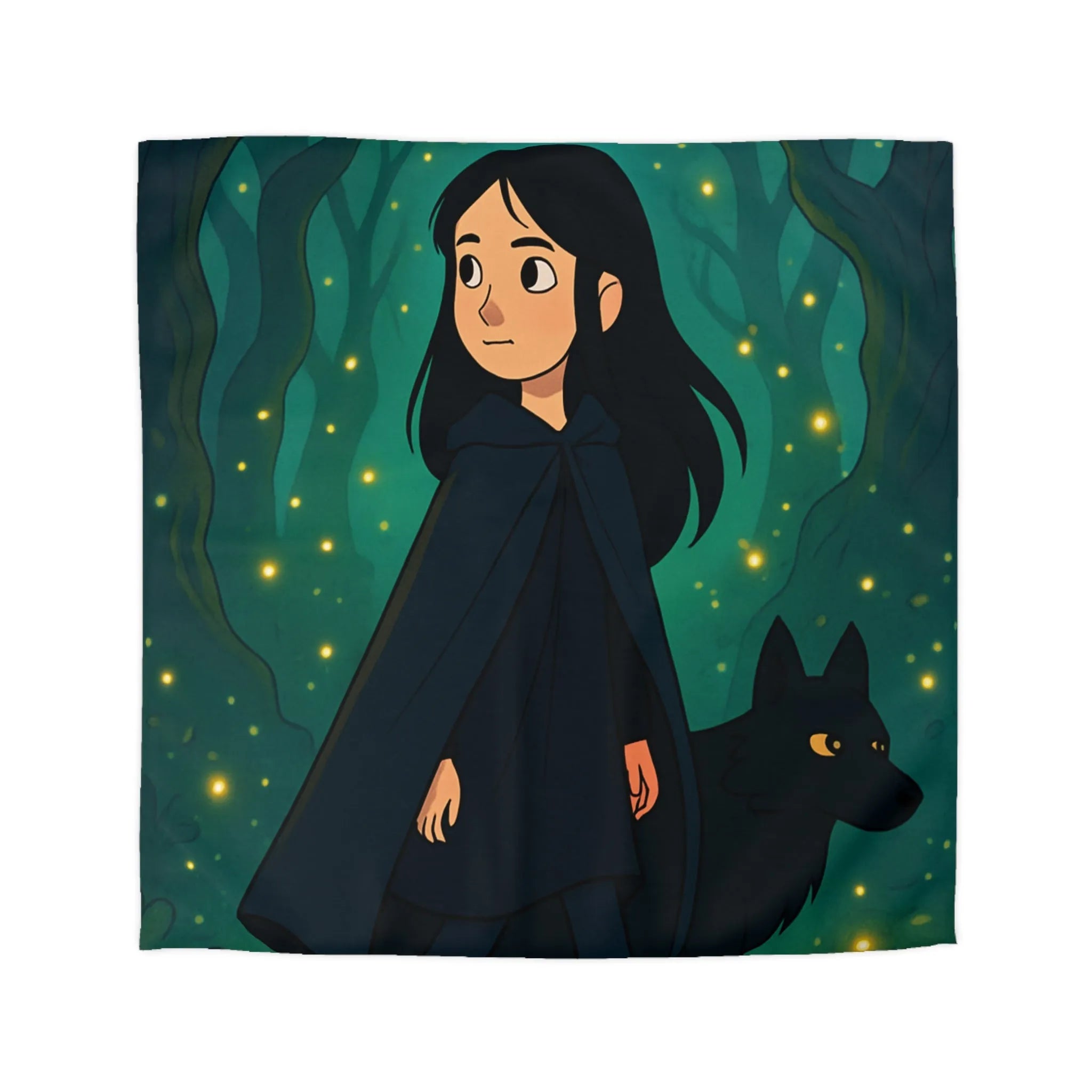 Envolez-vous vers un monde enchanté avec cette housse de couette forêt mystique