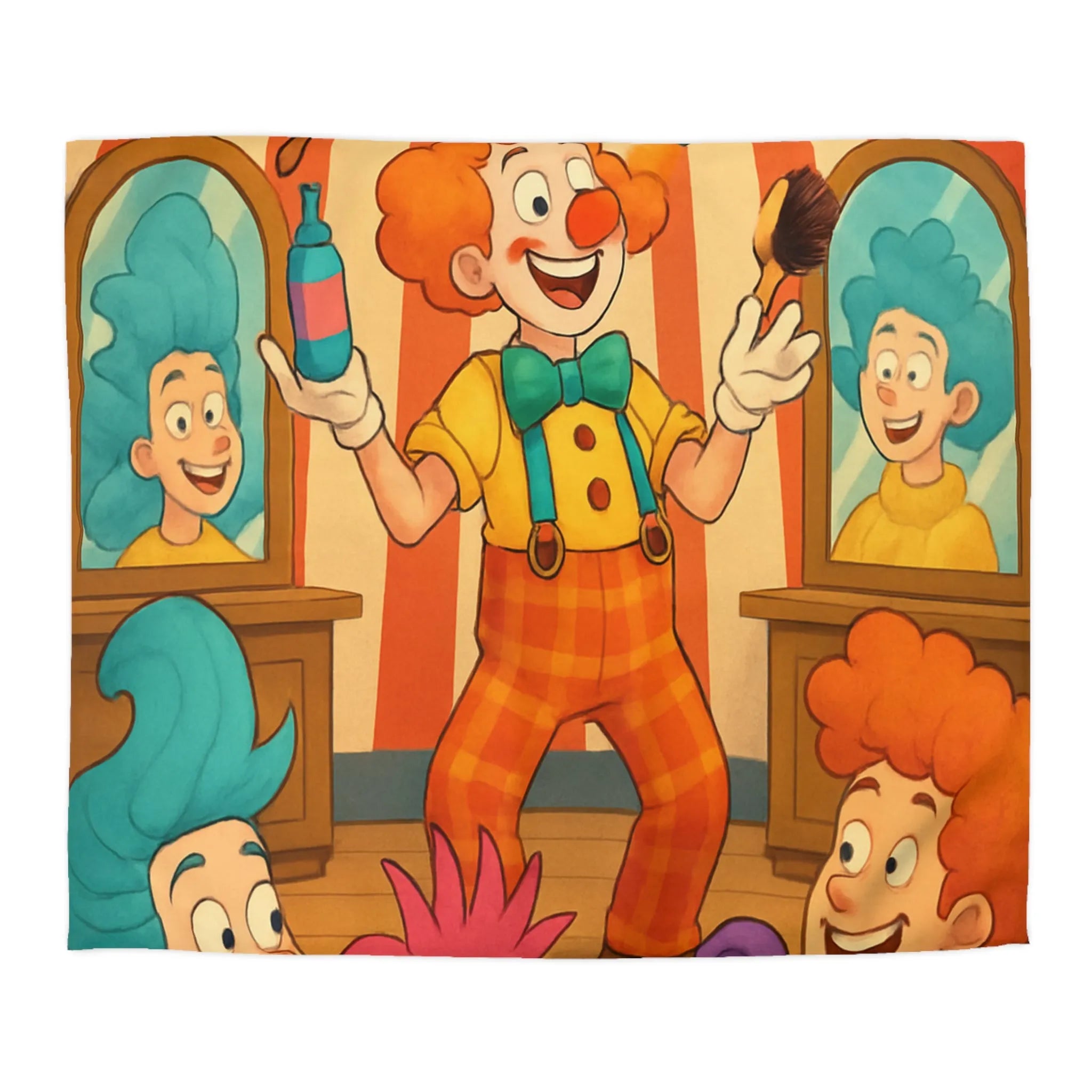 Housse de couette amusante avec clown jongleur et décor de fête coloré